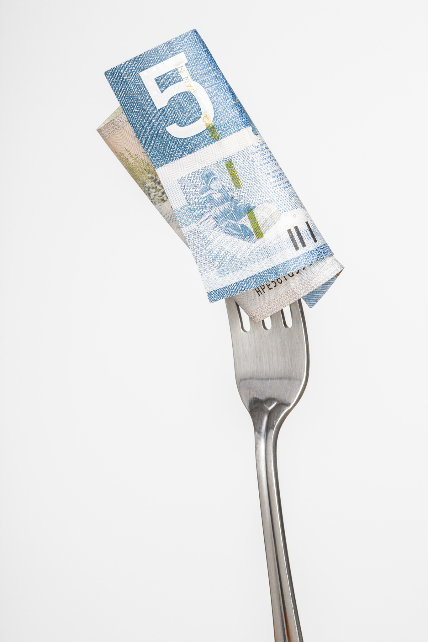five dollars on a fork