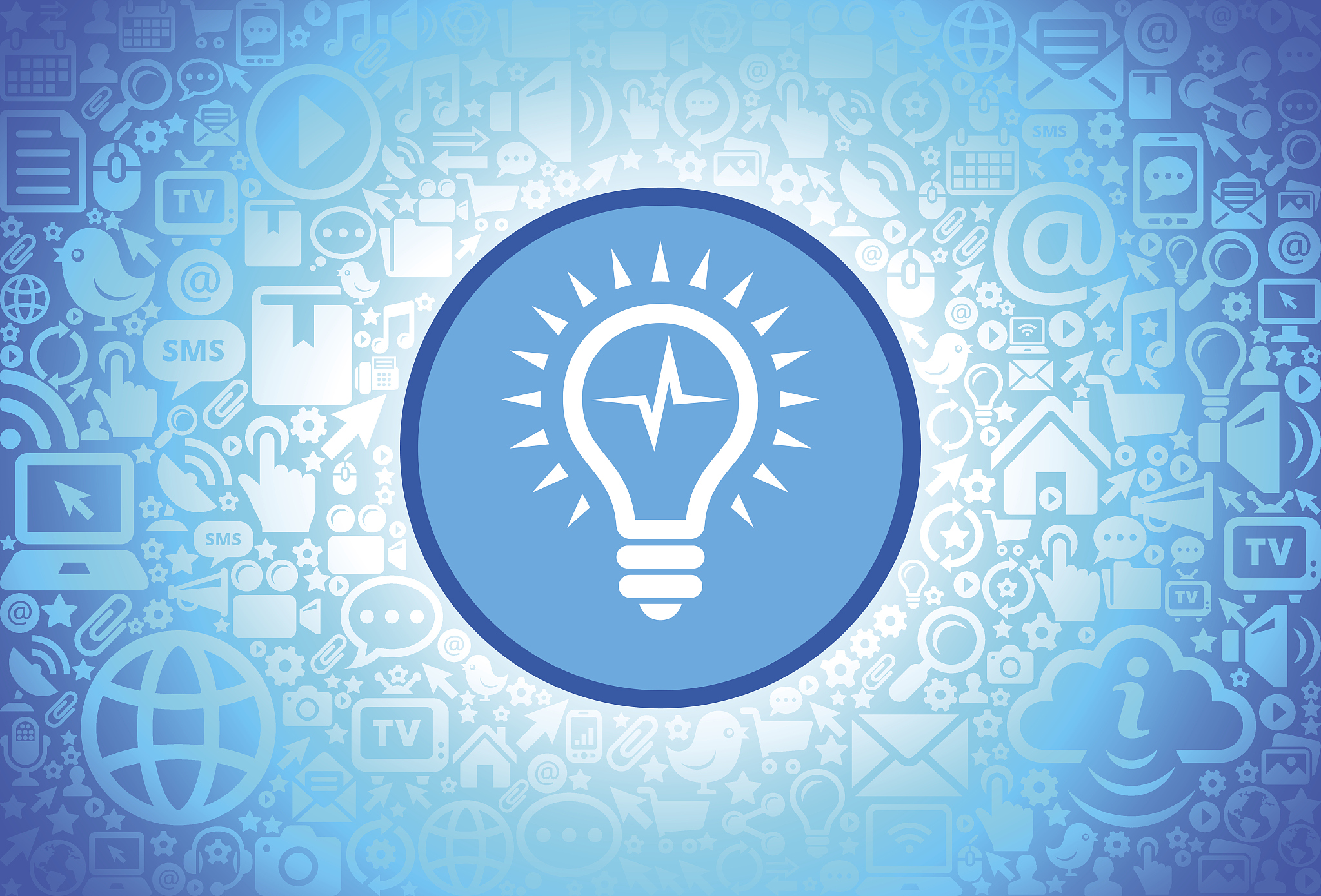 lightbubl  icon on internet technology background