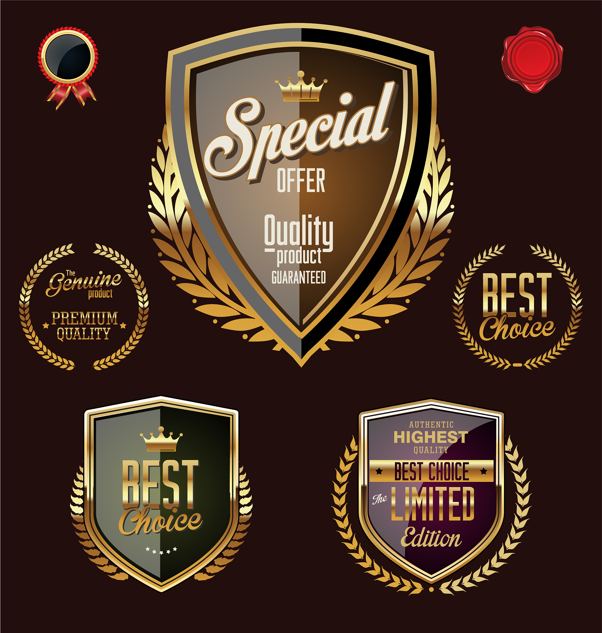 premium quality golden shields and laurels