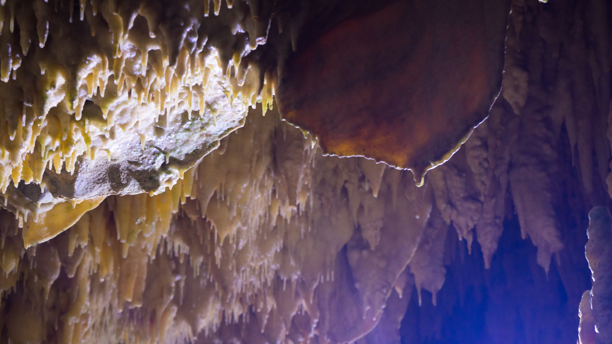 stalactites and stalagmites in dirou cave, greece