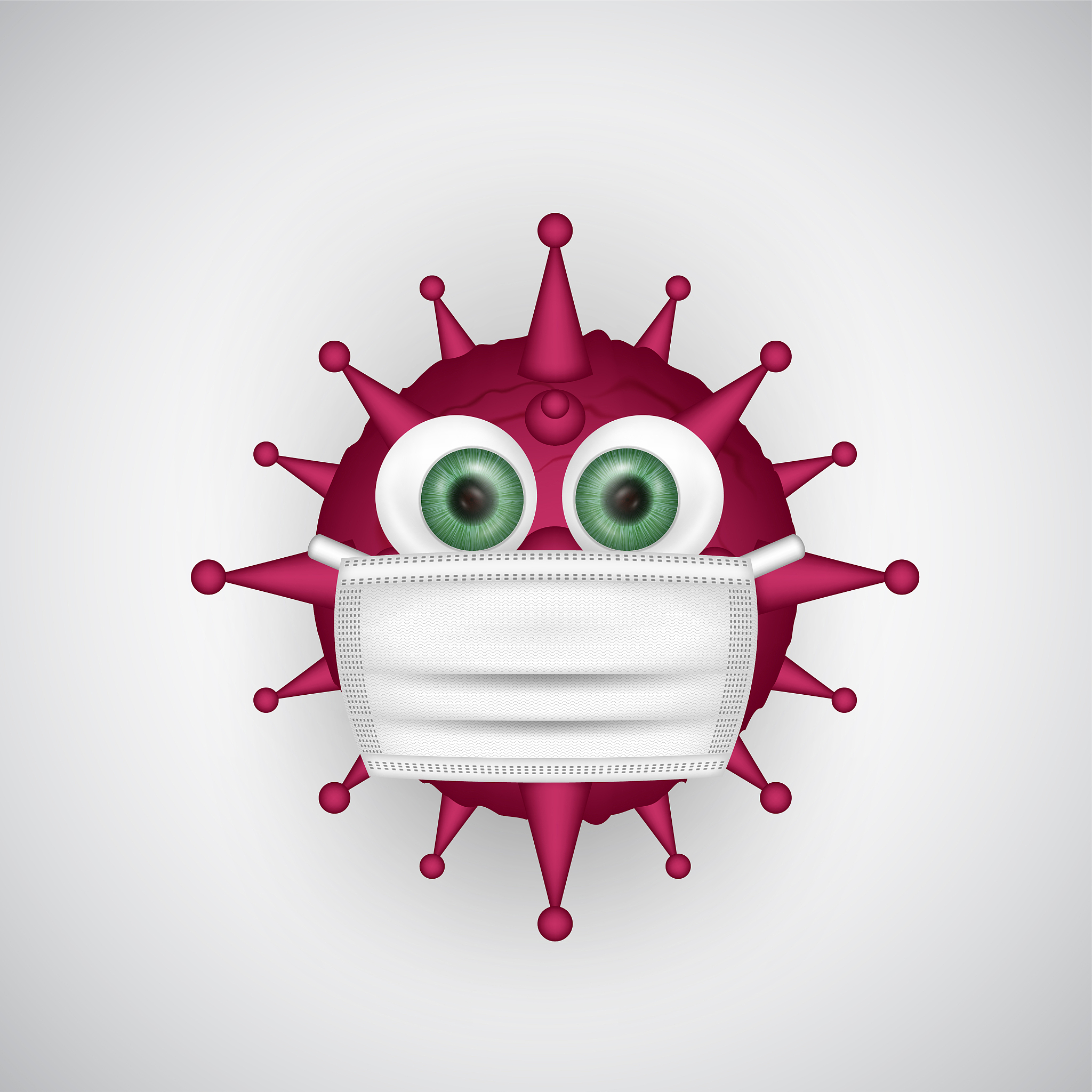 scared covid-19 cartoon virus for positive news, disease rising 
