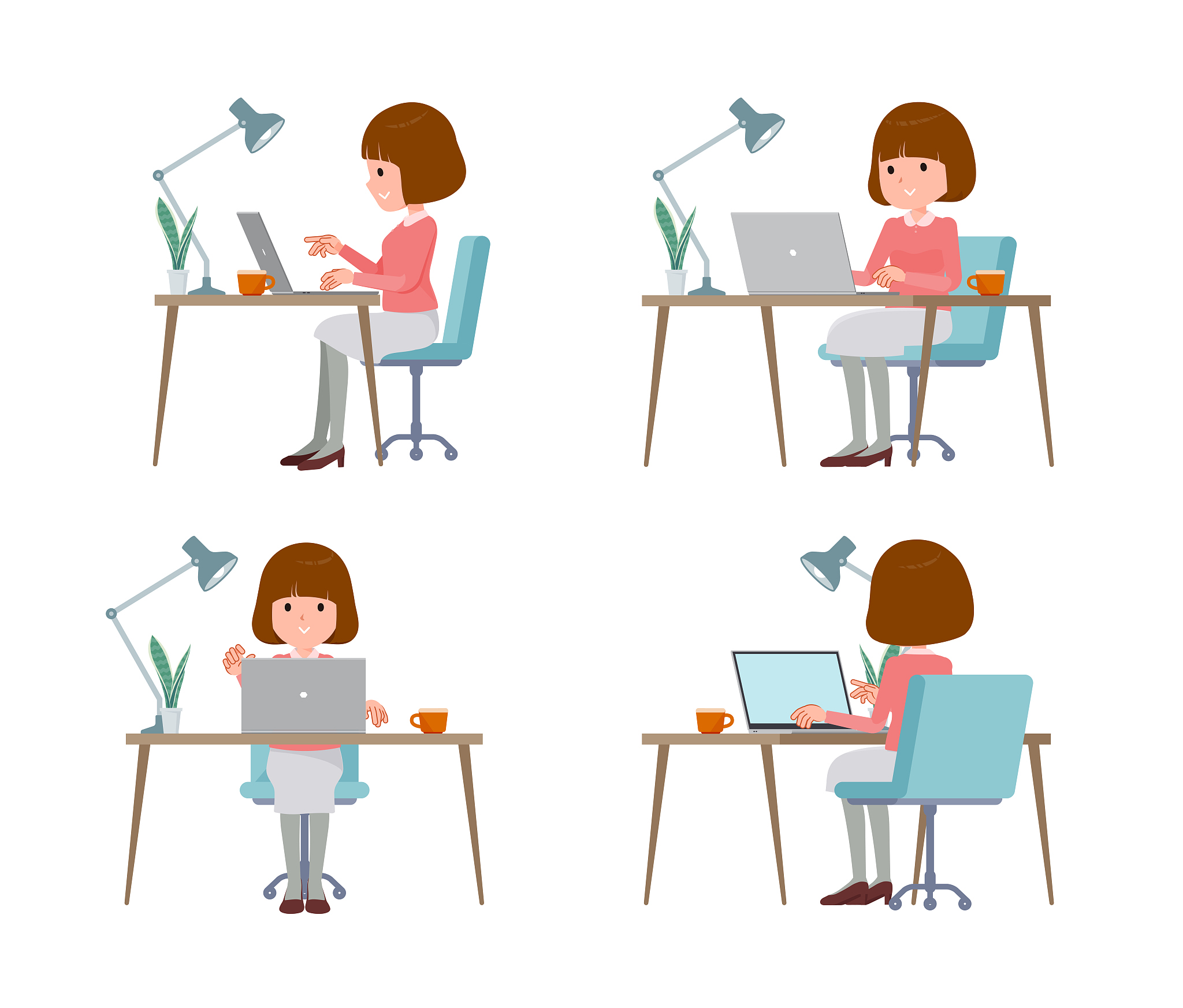 flat type straight bangs women_desk-work-angle
