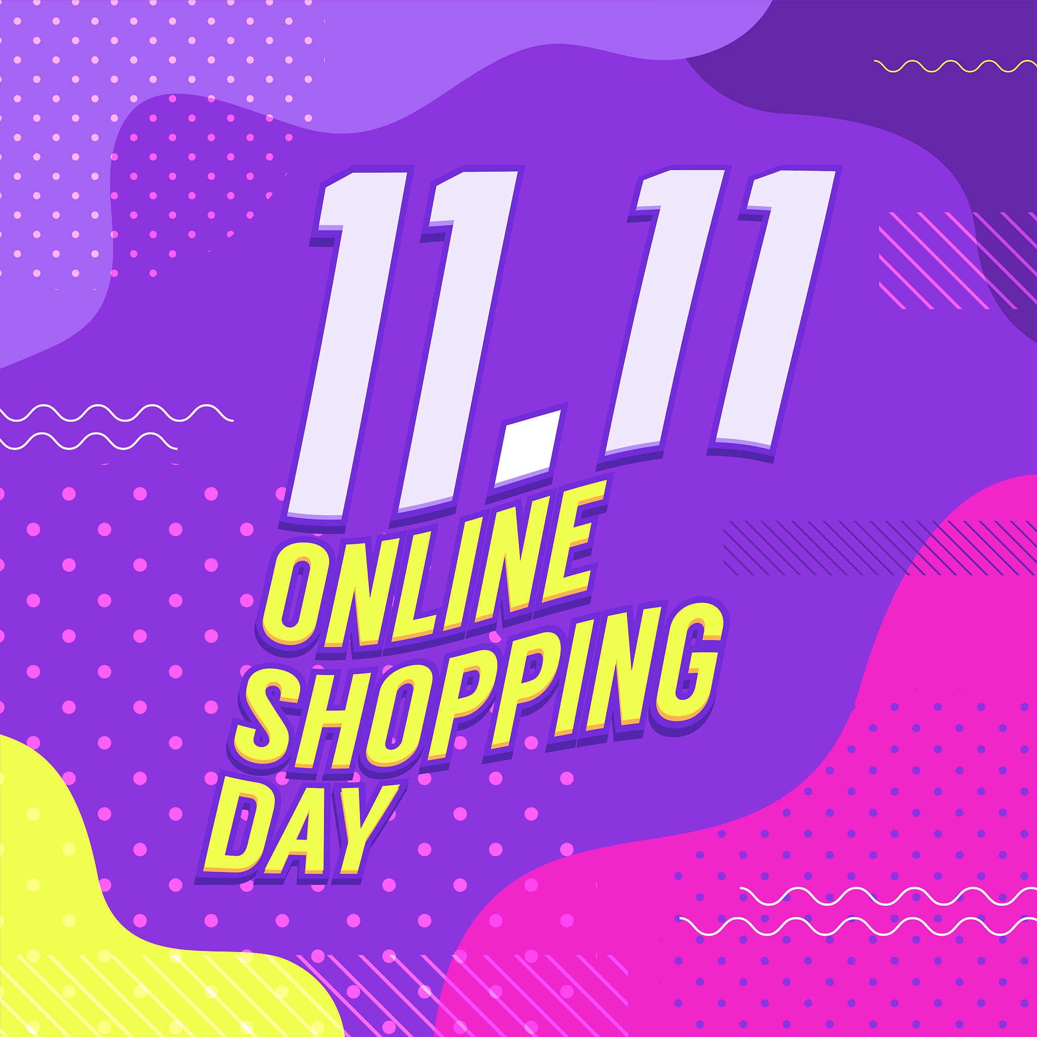 11.11 online shopping day poster or flyer design. global shoppin