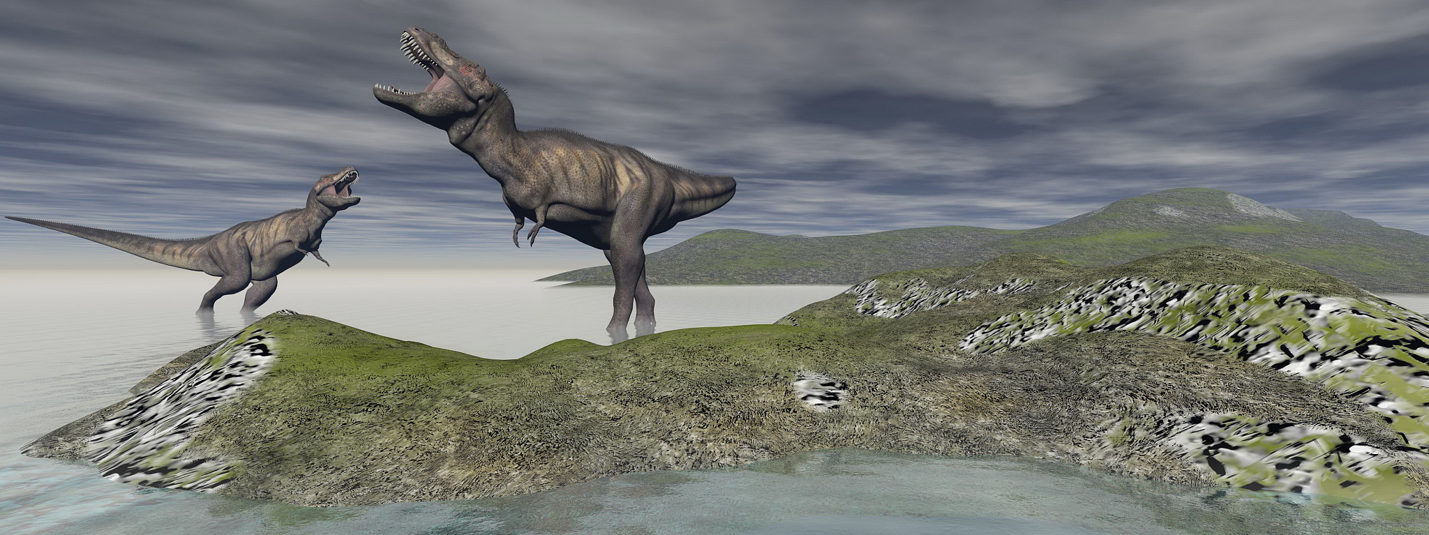 two tyrannosaure dinosaur - 3d render