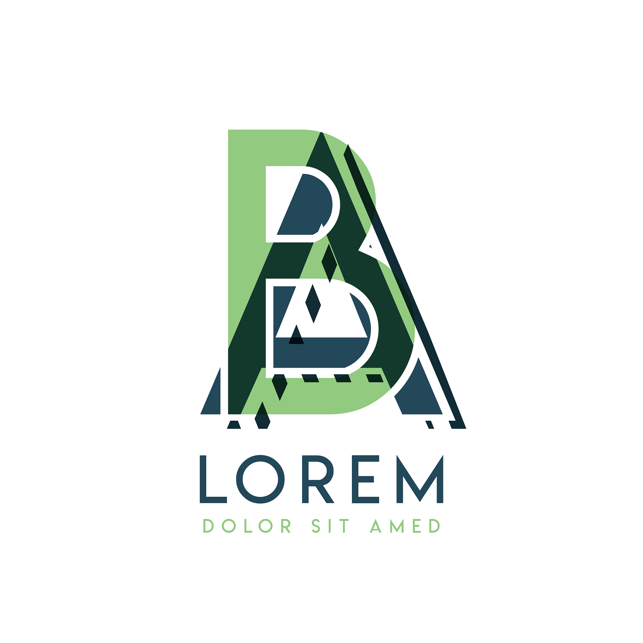 ab colorful logo design with green and dark green
