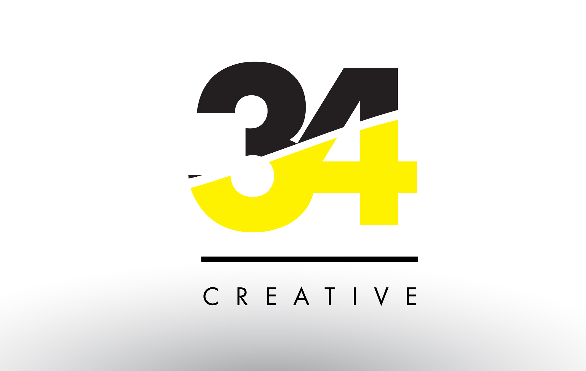 34 black and yellow number logo design
