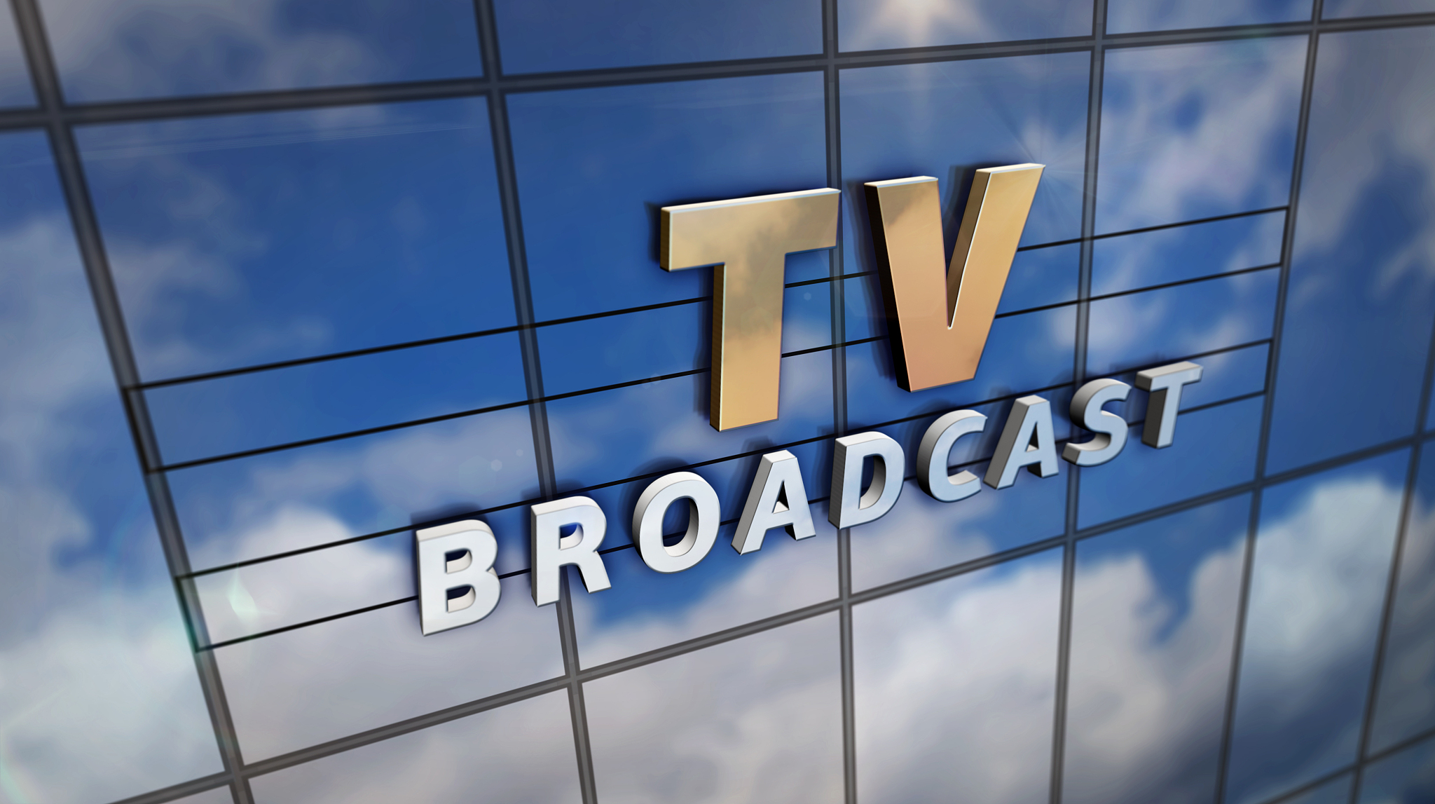 tv broadcast glass mirrored building with mirrored sky 3d illust