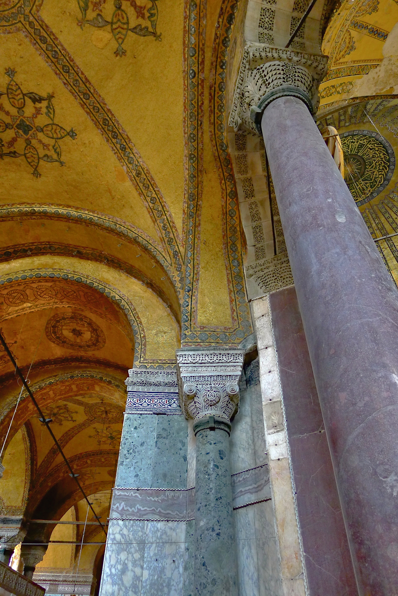 columns and arches in hagia sophia in istanbul