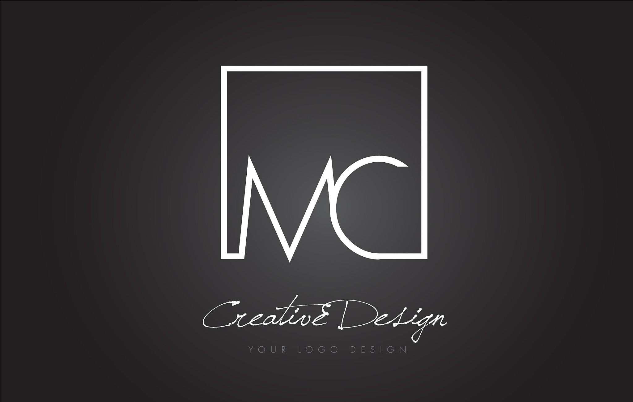 mc square frame letter logo design with black and