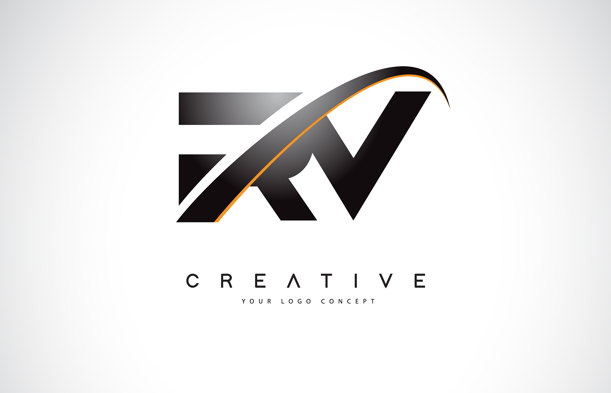 rv r v swoosh letter logo design with modern