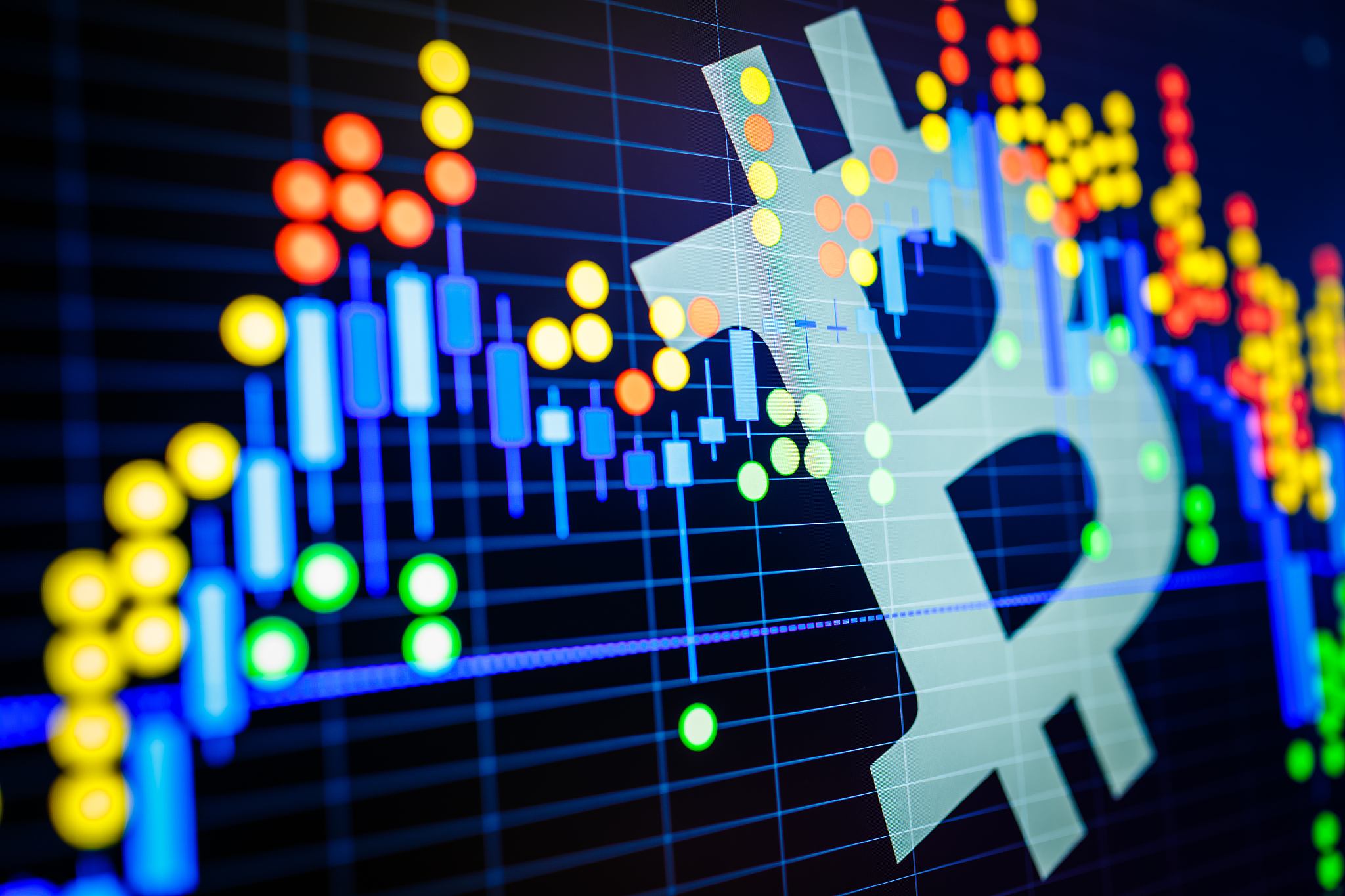 stock market data and bitcoin symbol