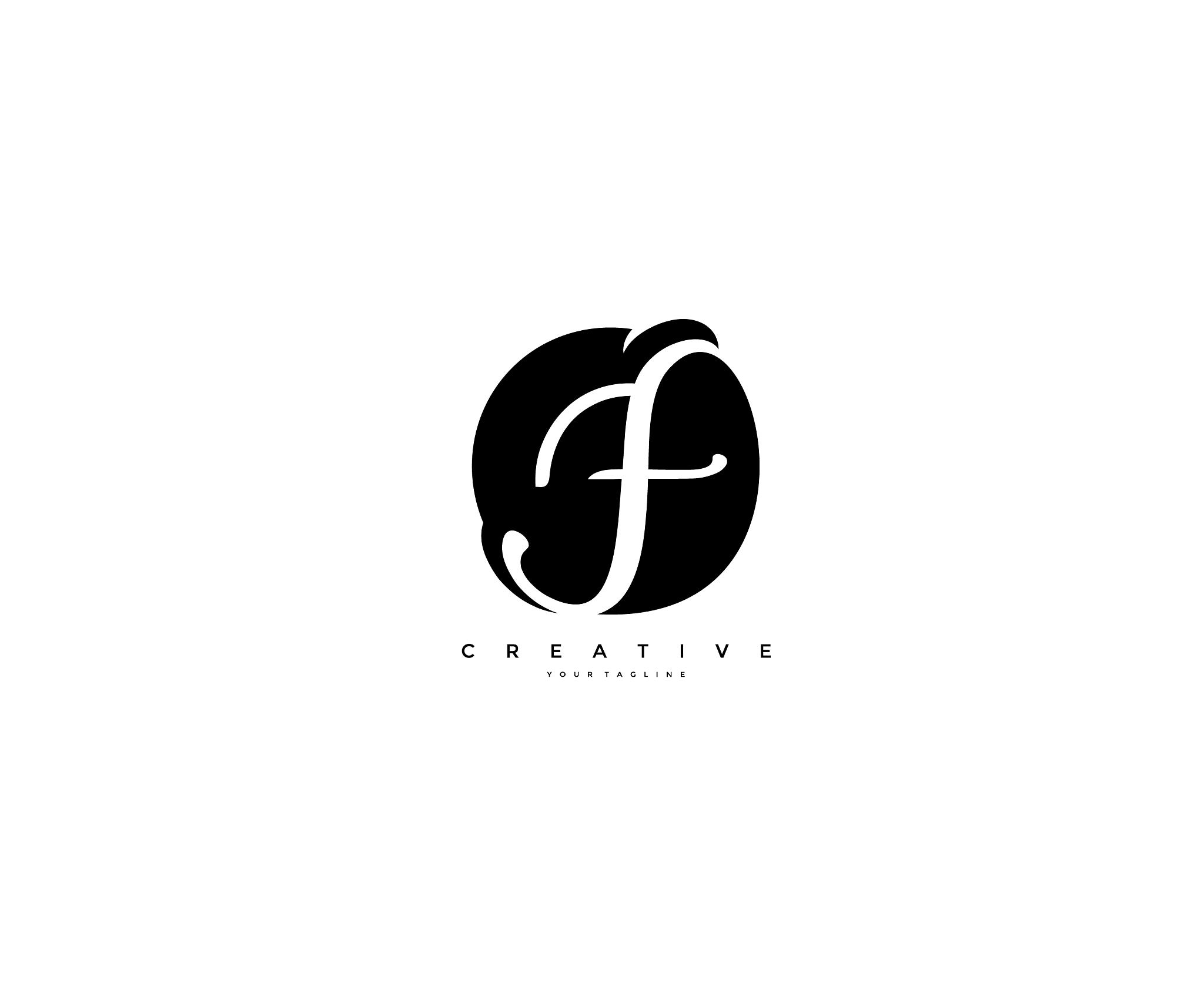 text initial f monogram rounded shape black color