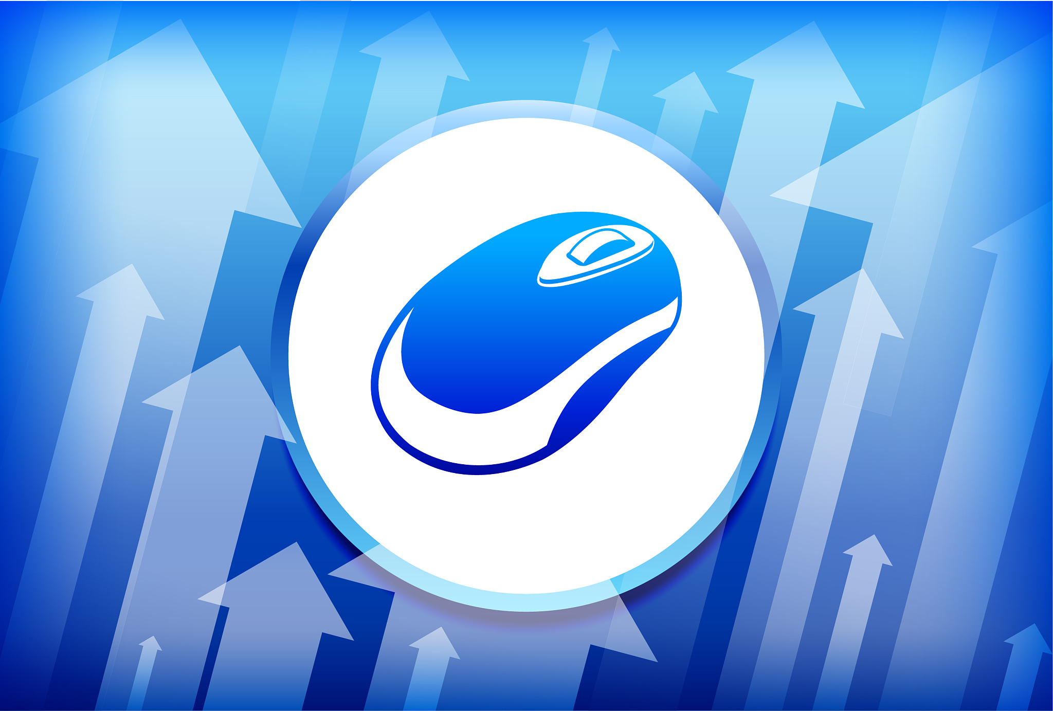 computer mouse blue up arrows background