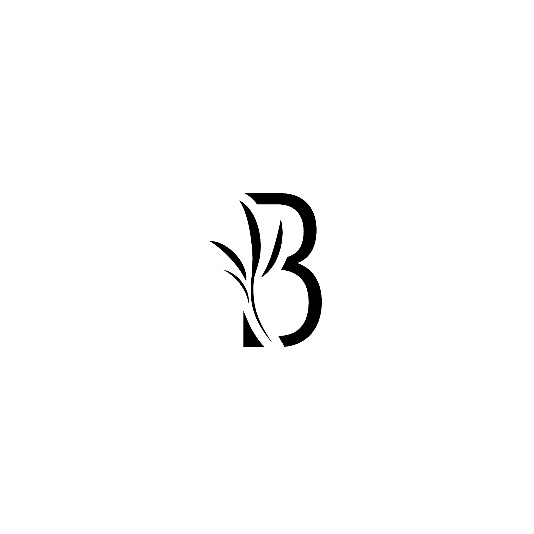 elegant leaf letter b, vintage style alphabet design template