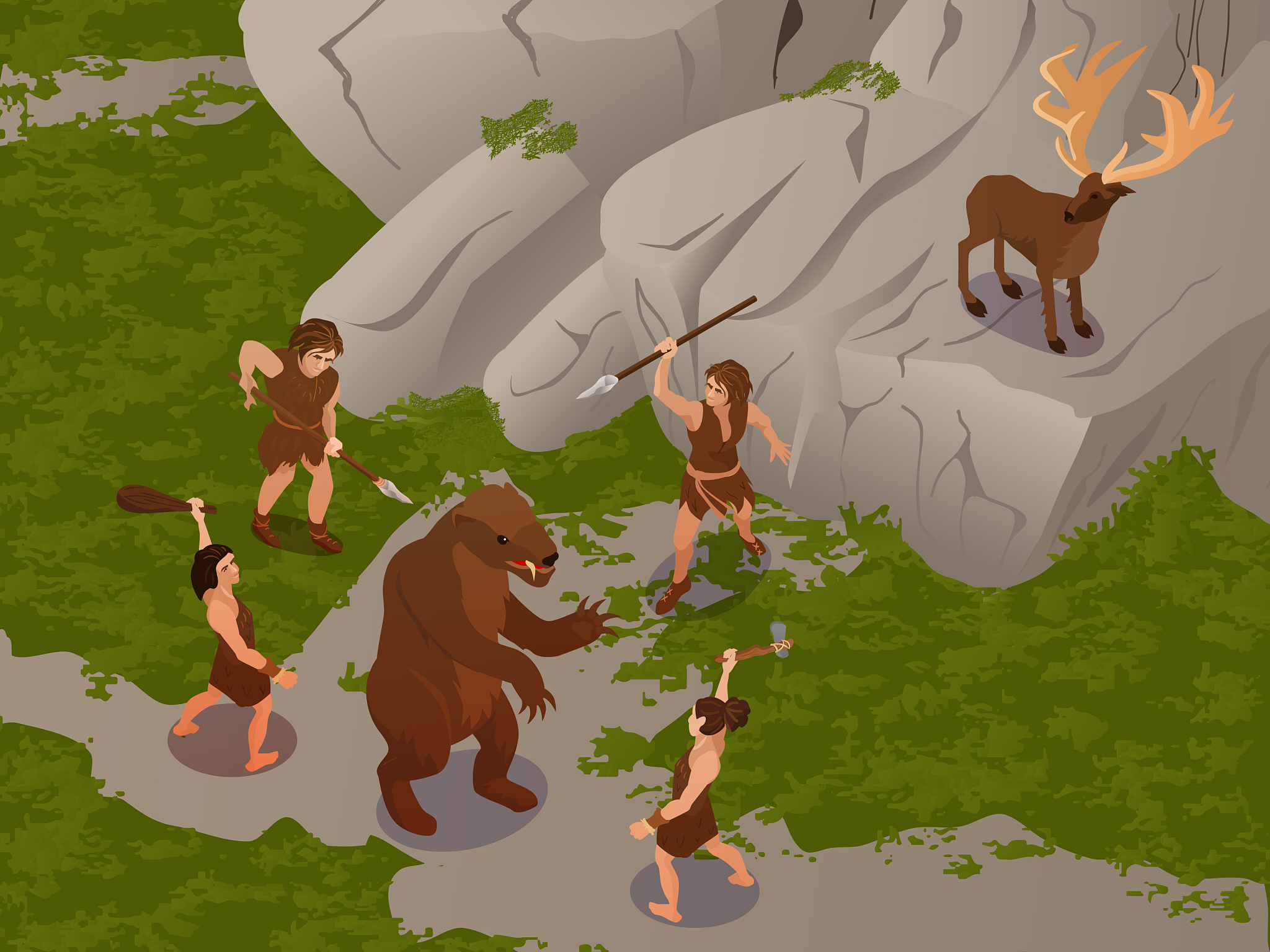 primitive people isometric composition
