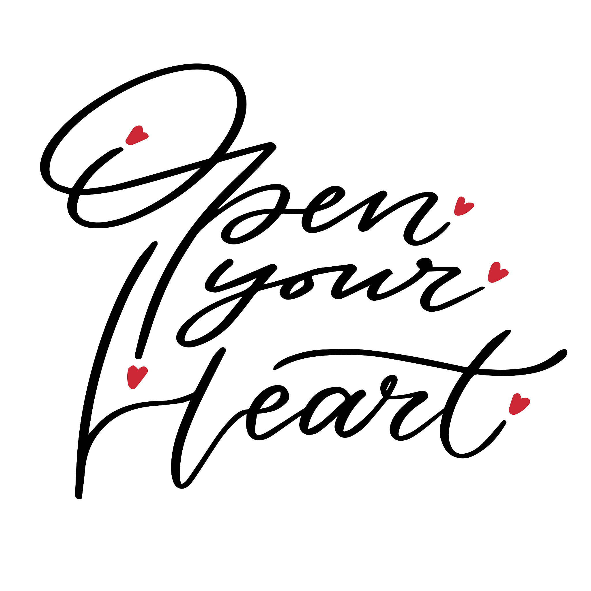 valentines day card. printable quote - open your heart. calligra