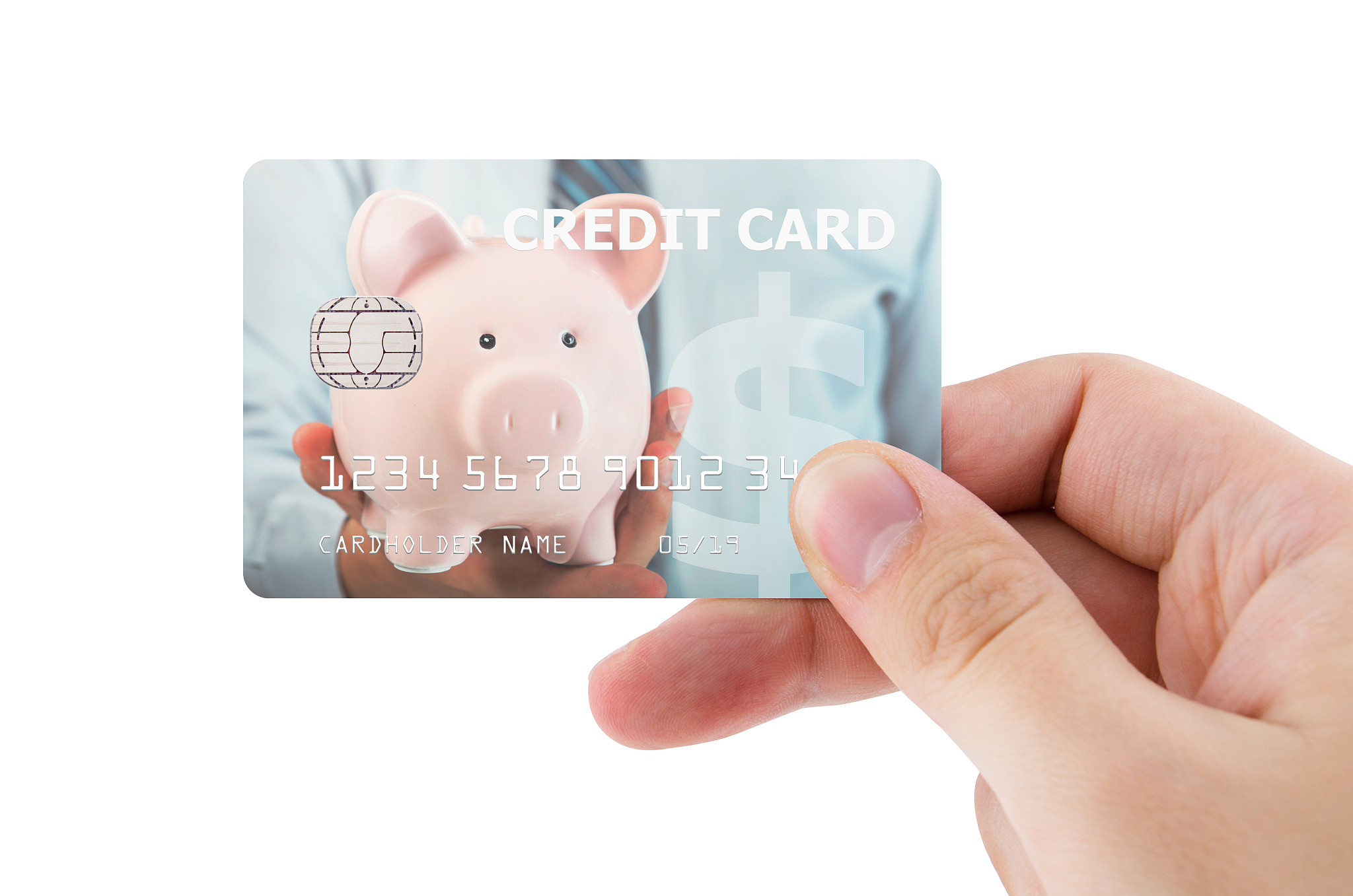 hand holding plastic credit card