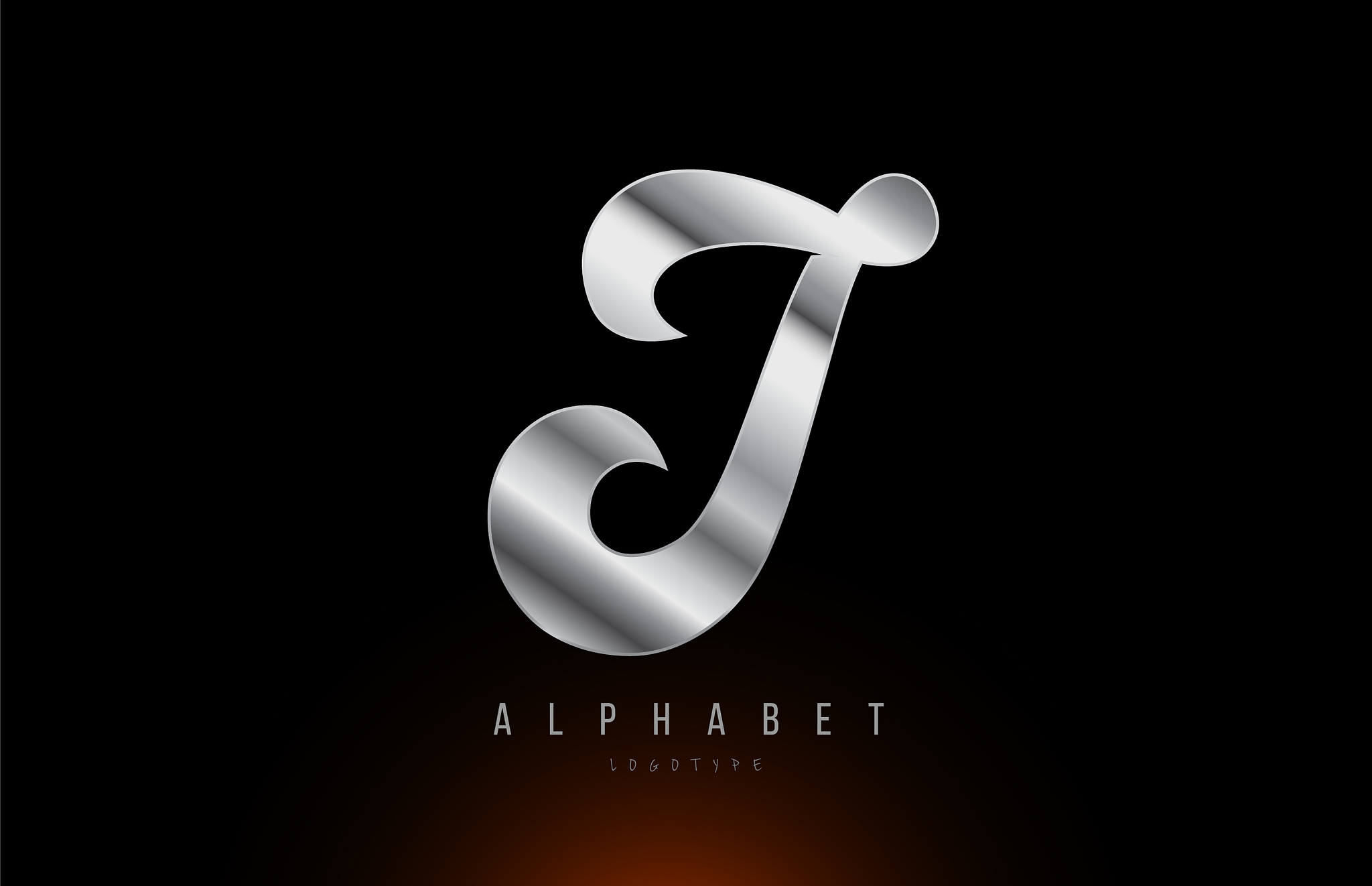 silver grey metallic letter i logo design