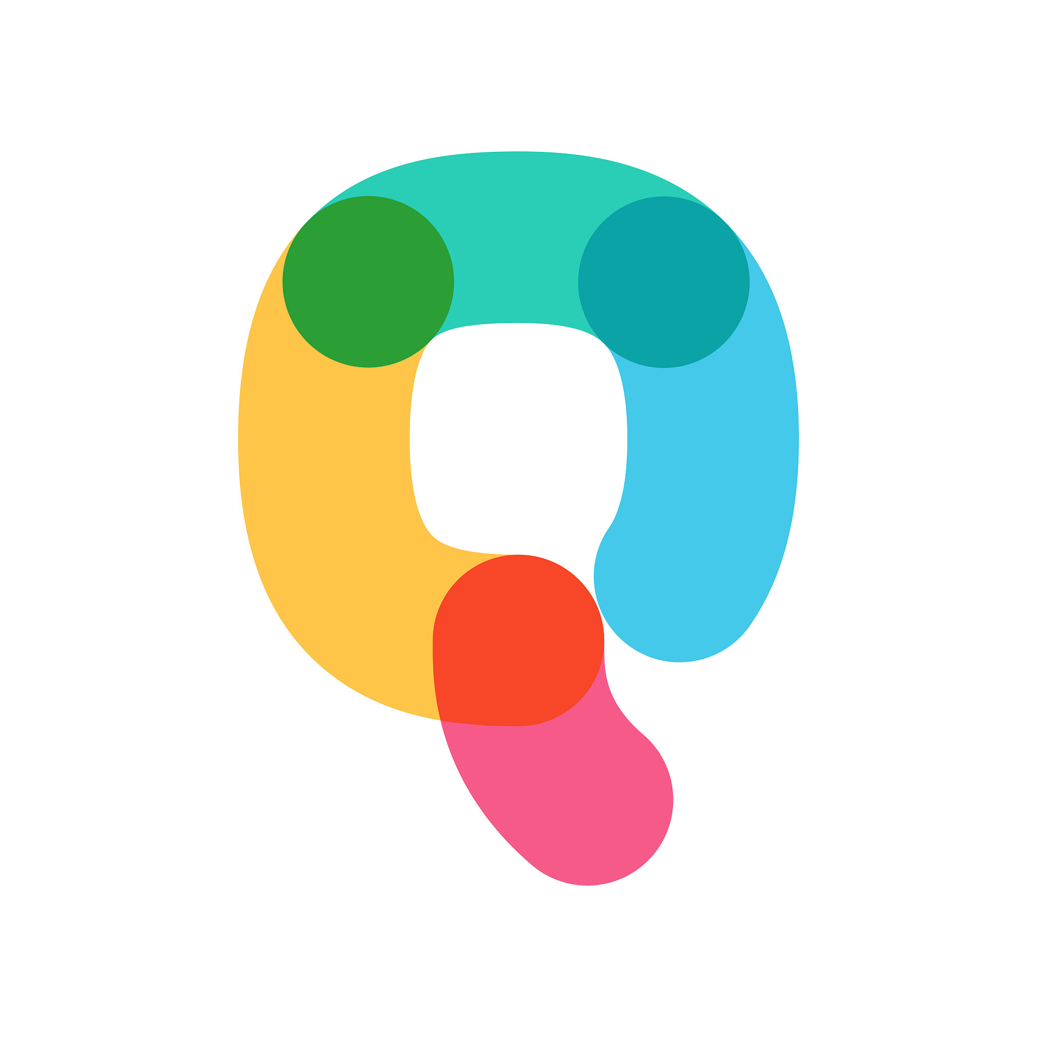 overlapping one line letter q logotype.