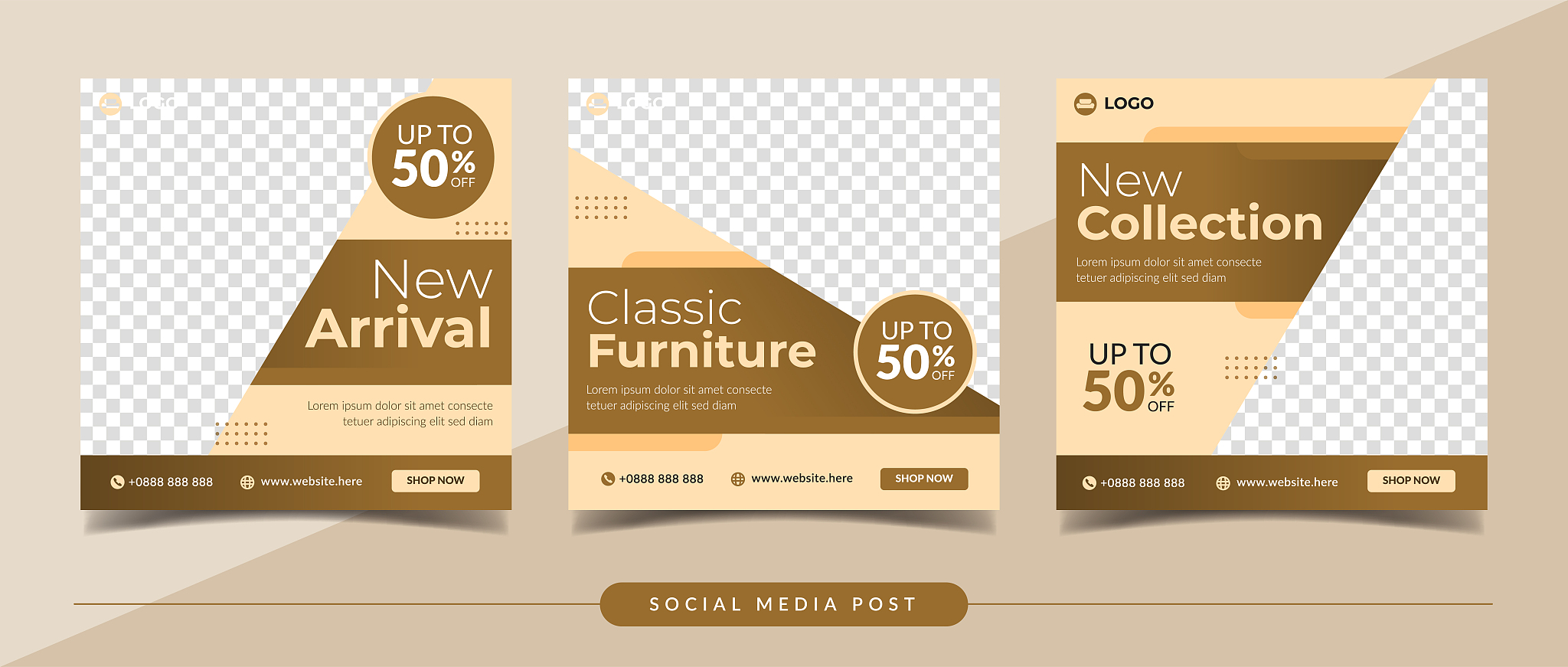 classic furniture sale banner for social media post template
