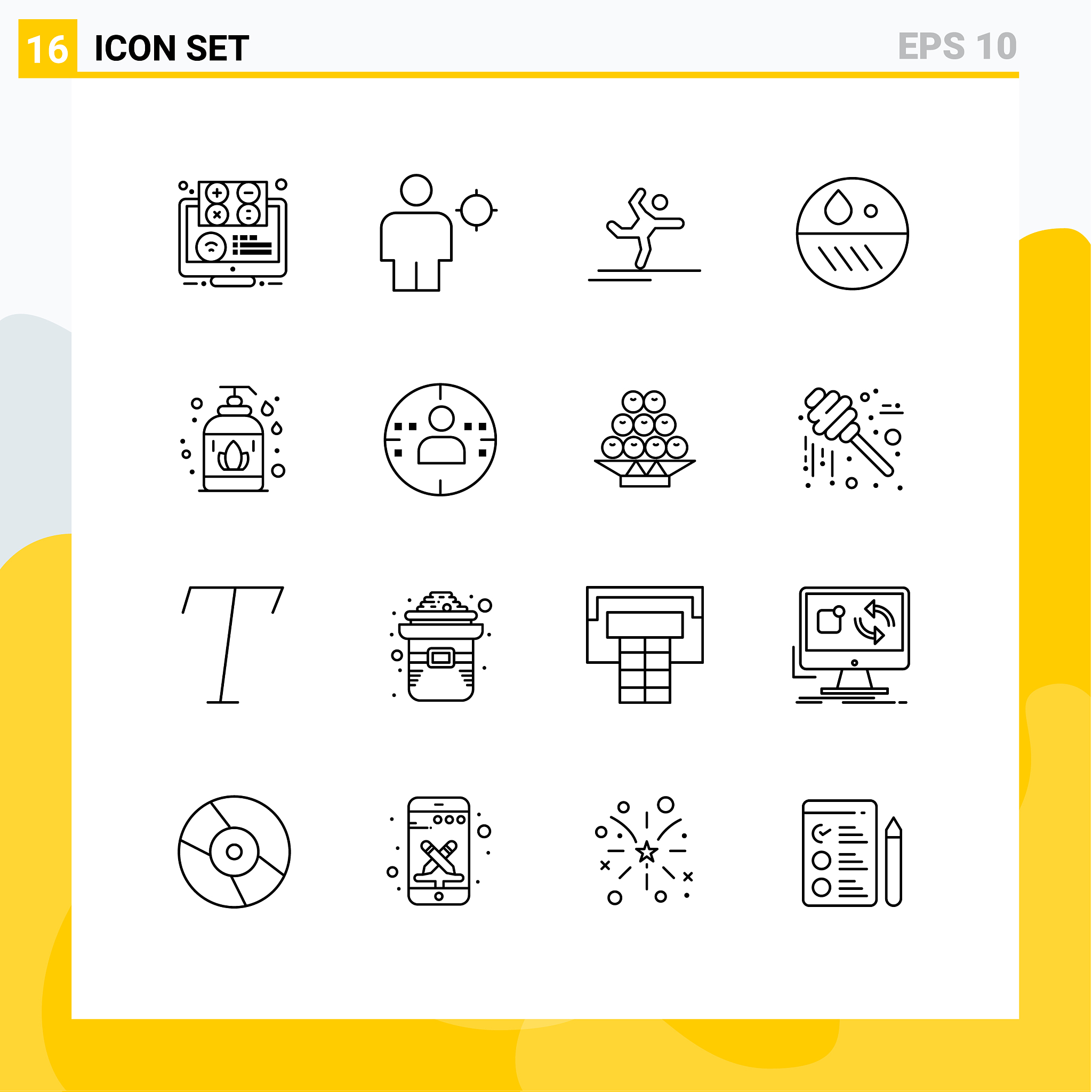 group 16 modern outlines set for dry
