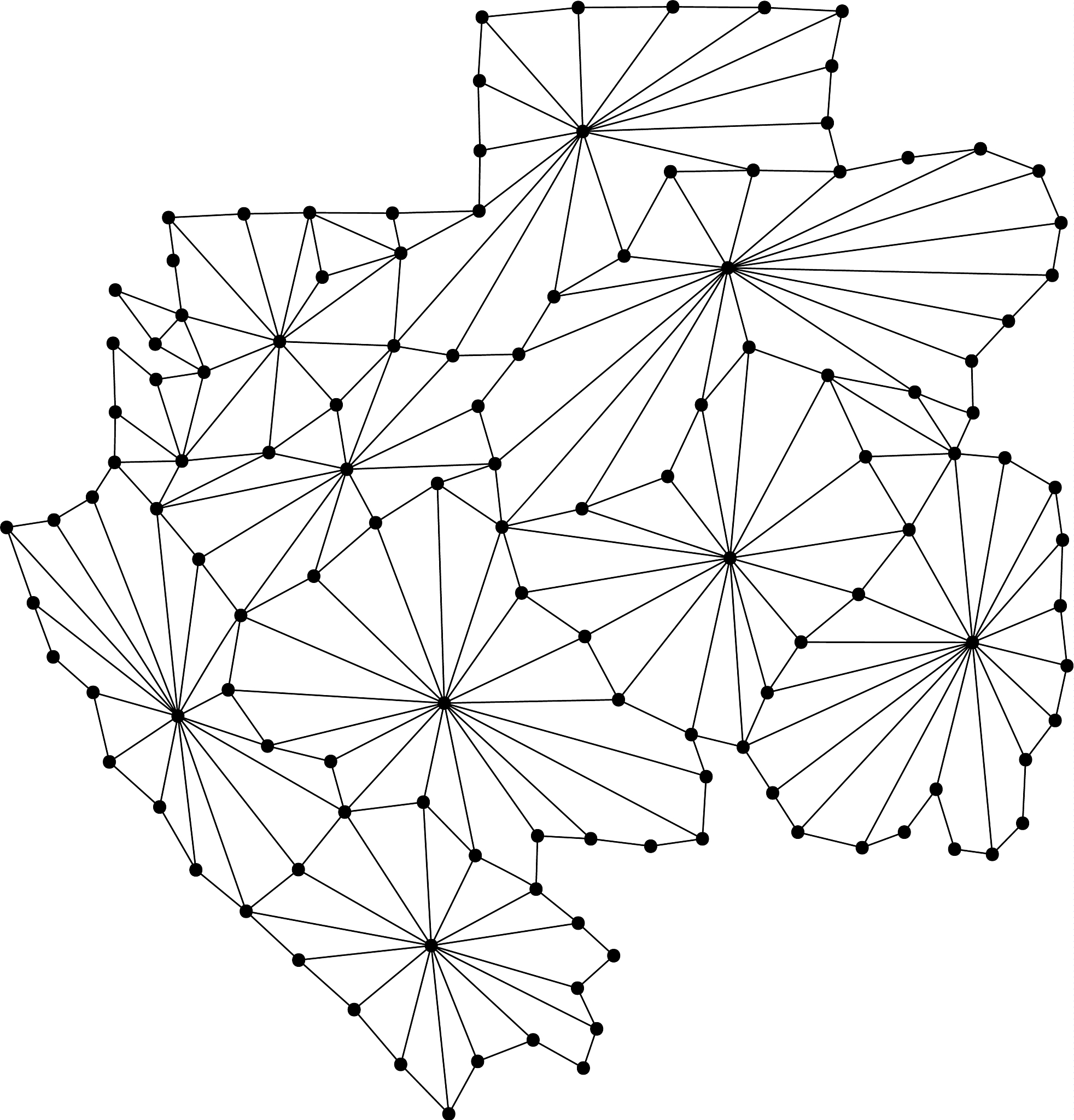 gabon map of polygonal mosaic lines network rays