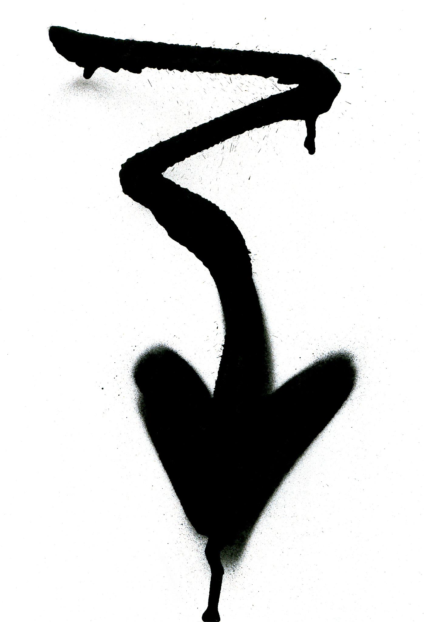 spray painted arrow with drips on white