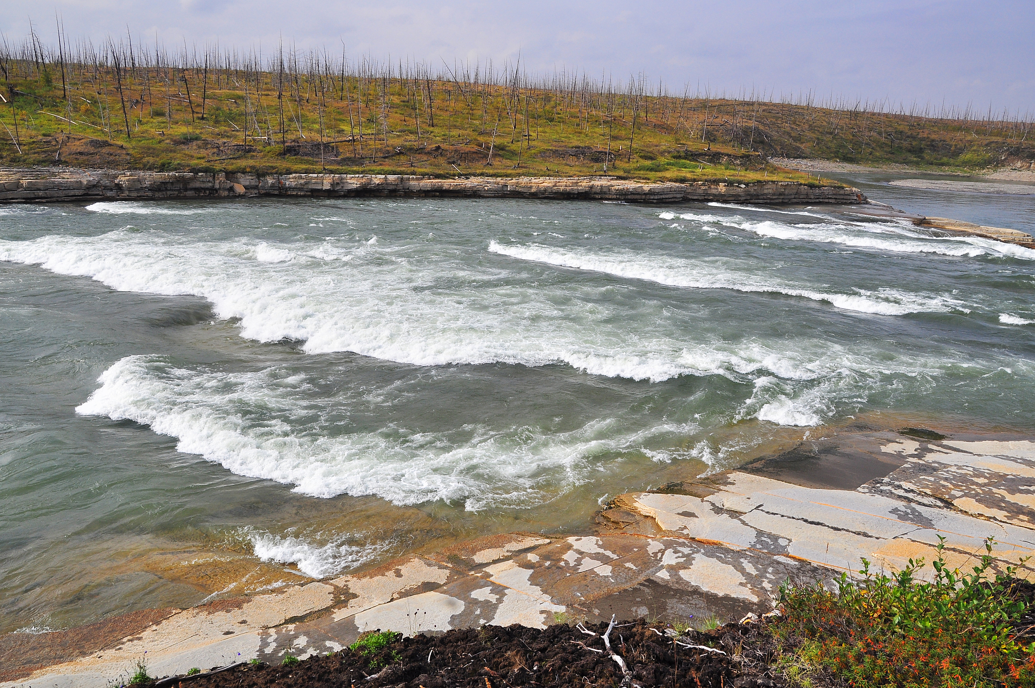 turbulent rapids on the river.