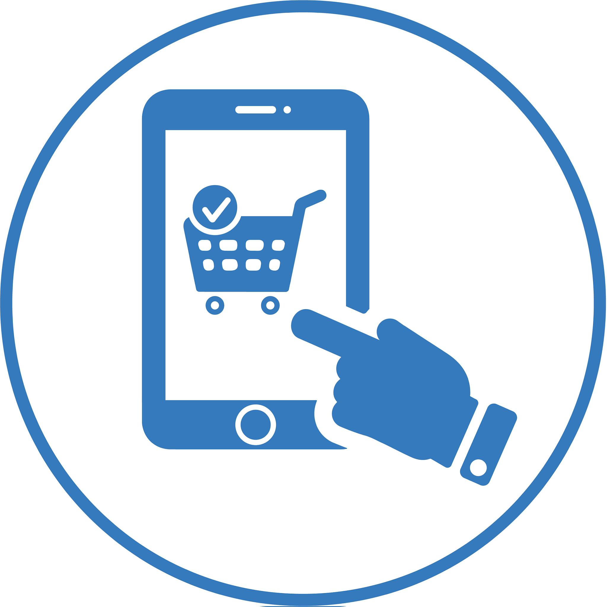 mobile shopping icon e-commerce blue color