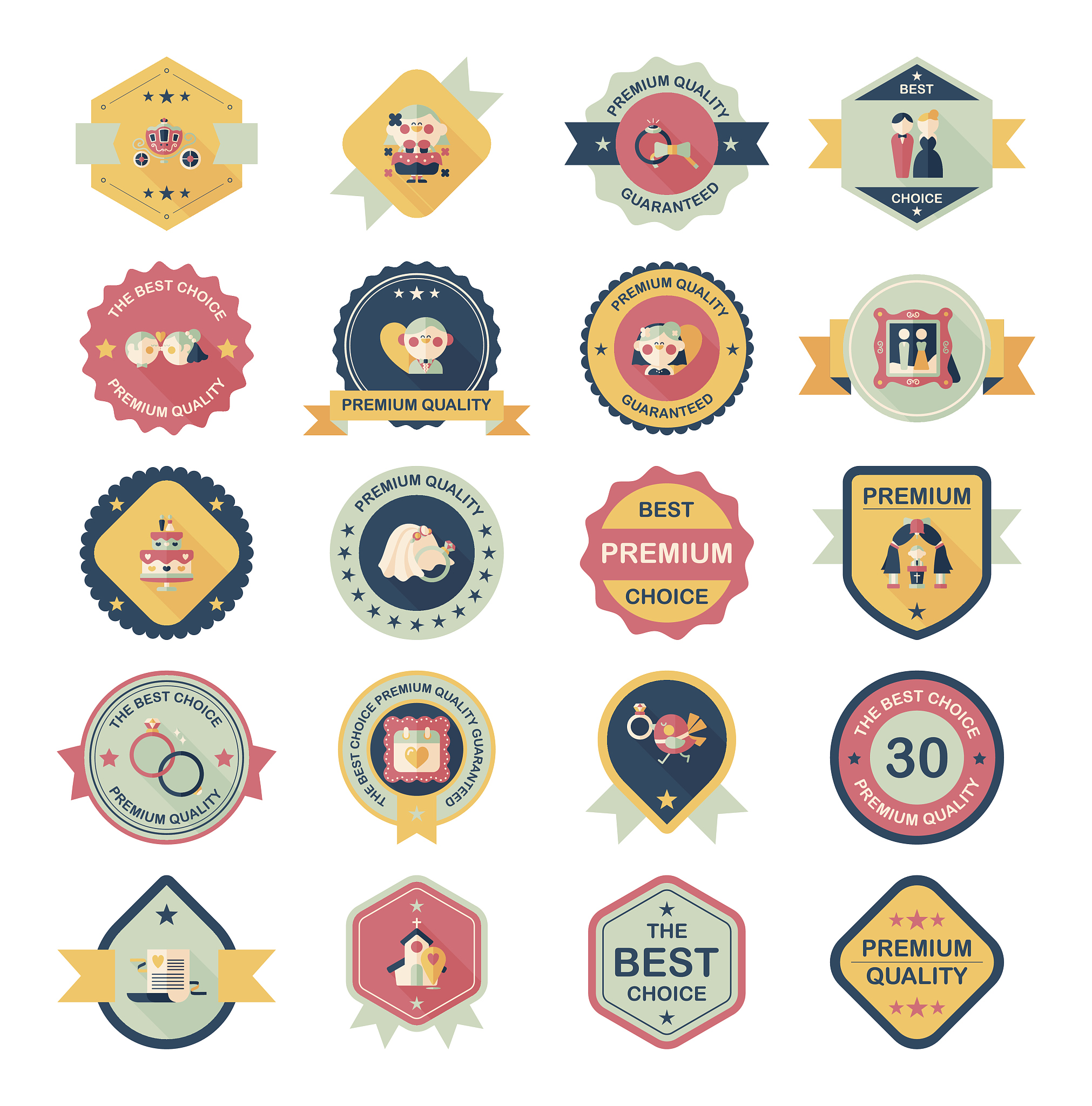 wedding badge banner flat design background set, eps10