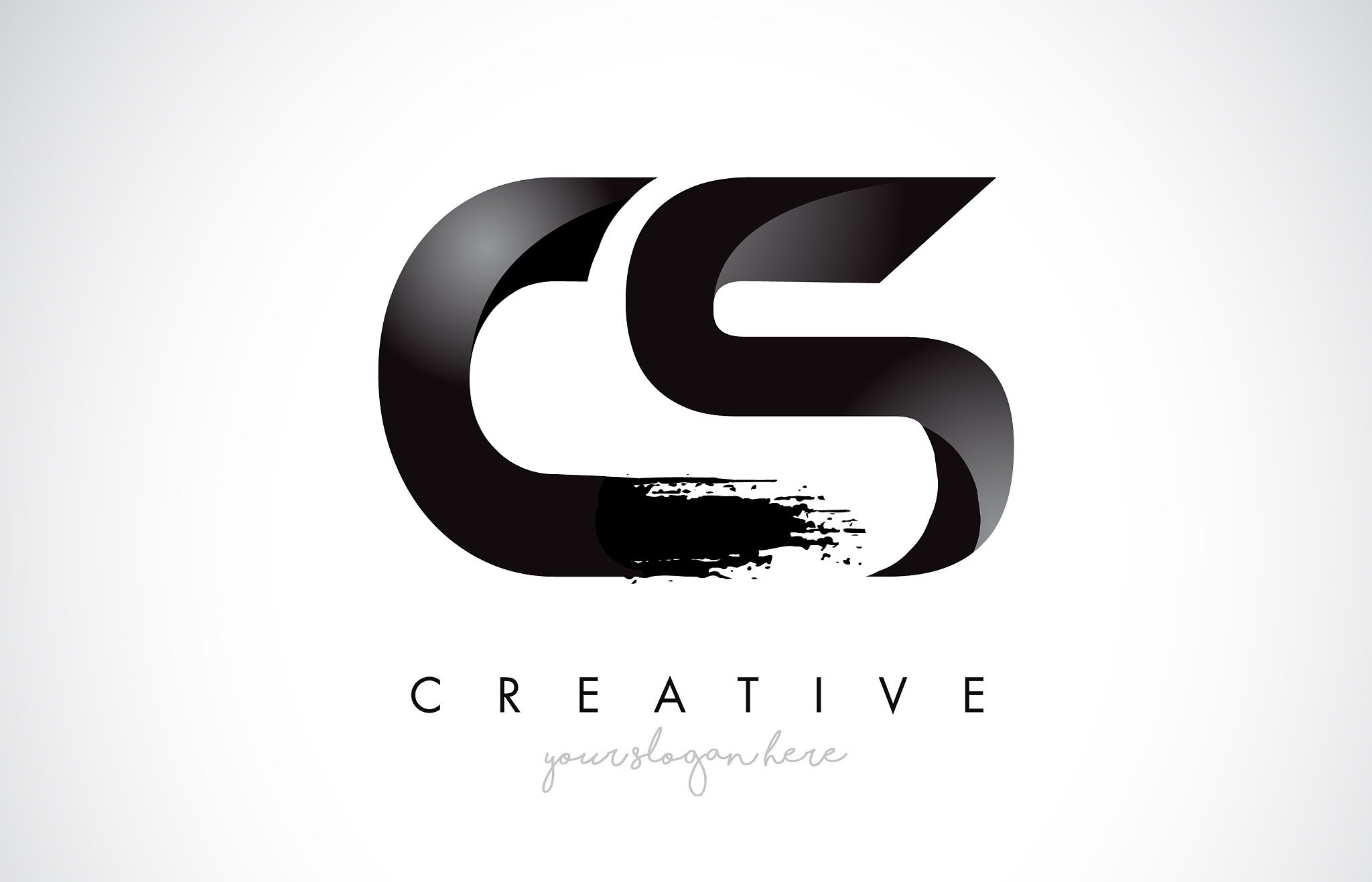 cs letter design with brush stroke and modern 3d
