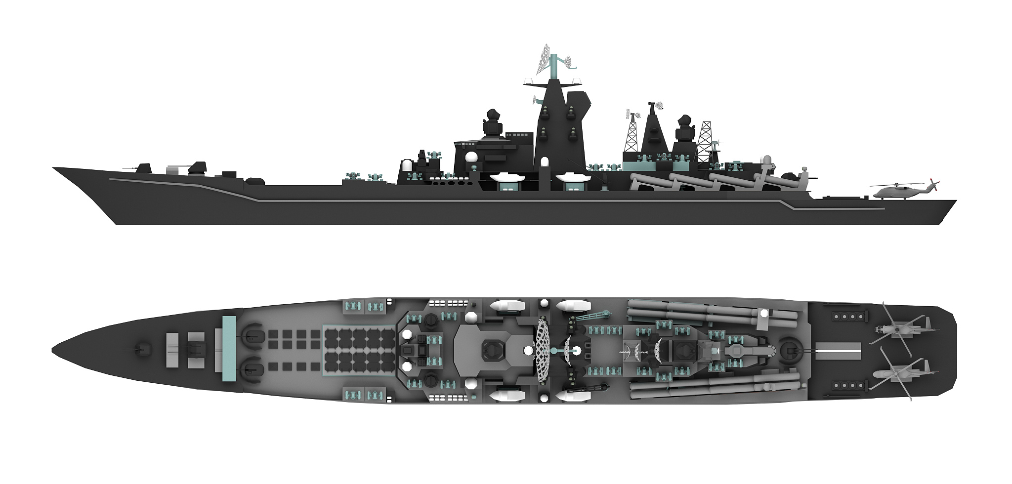 warship isolated on white