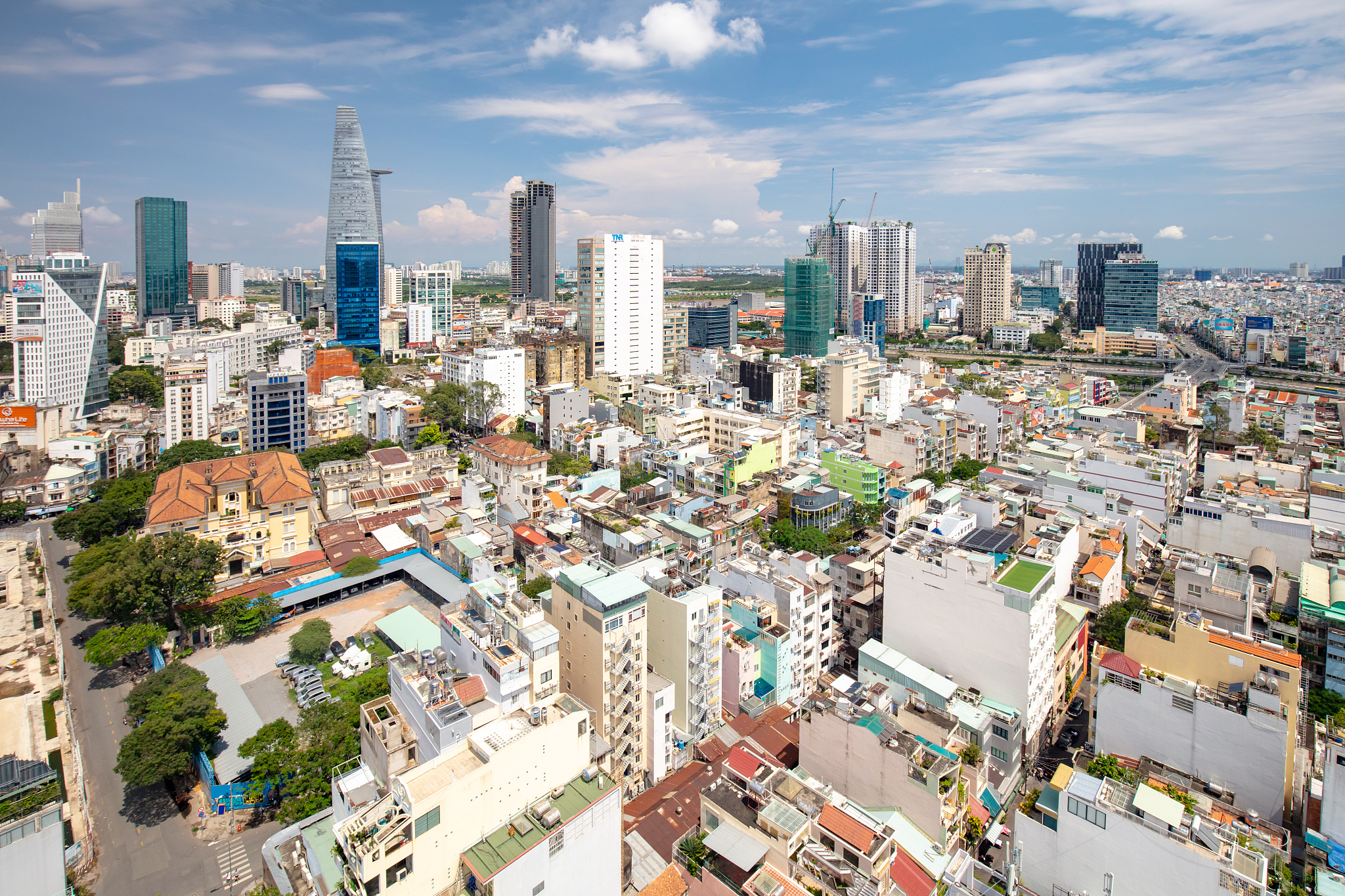 aerial view over ho chi minh city