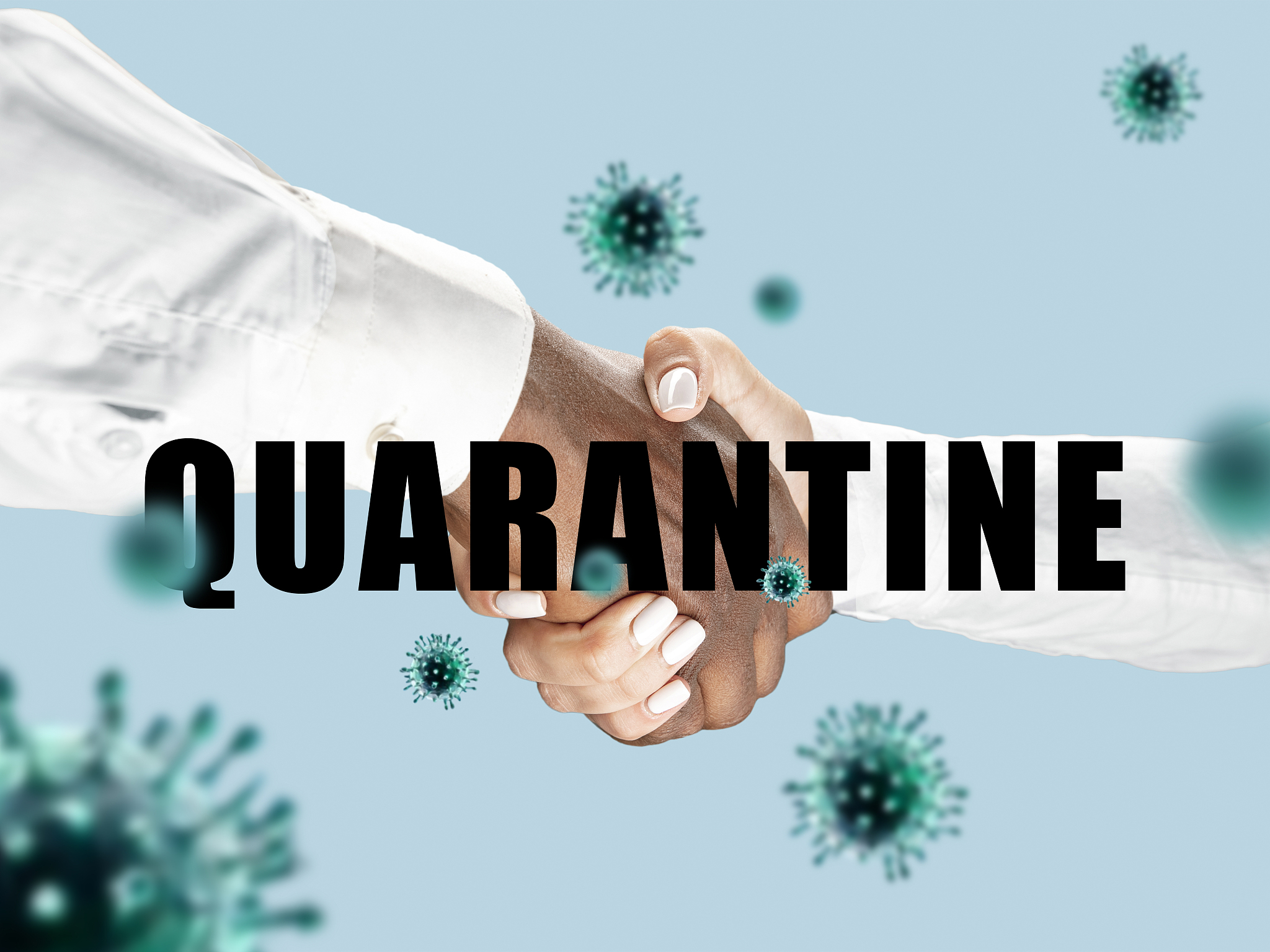 human hands shaking, avoid greeting while coronavirus epidemic -