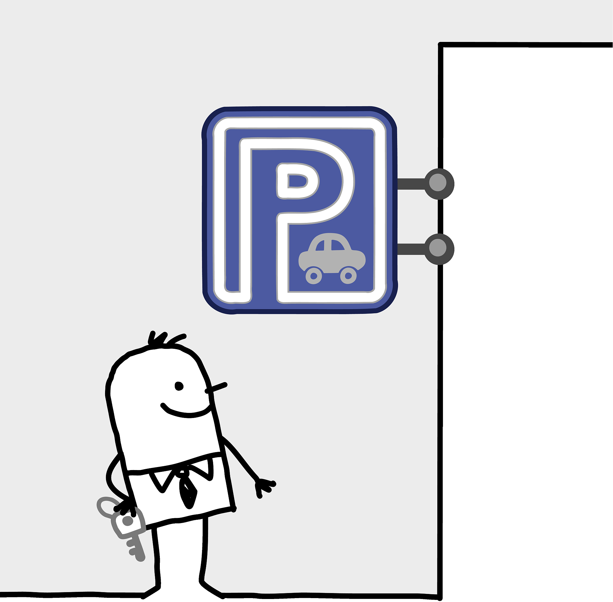 man & parking sign