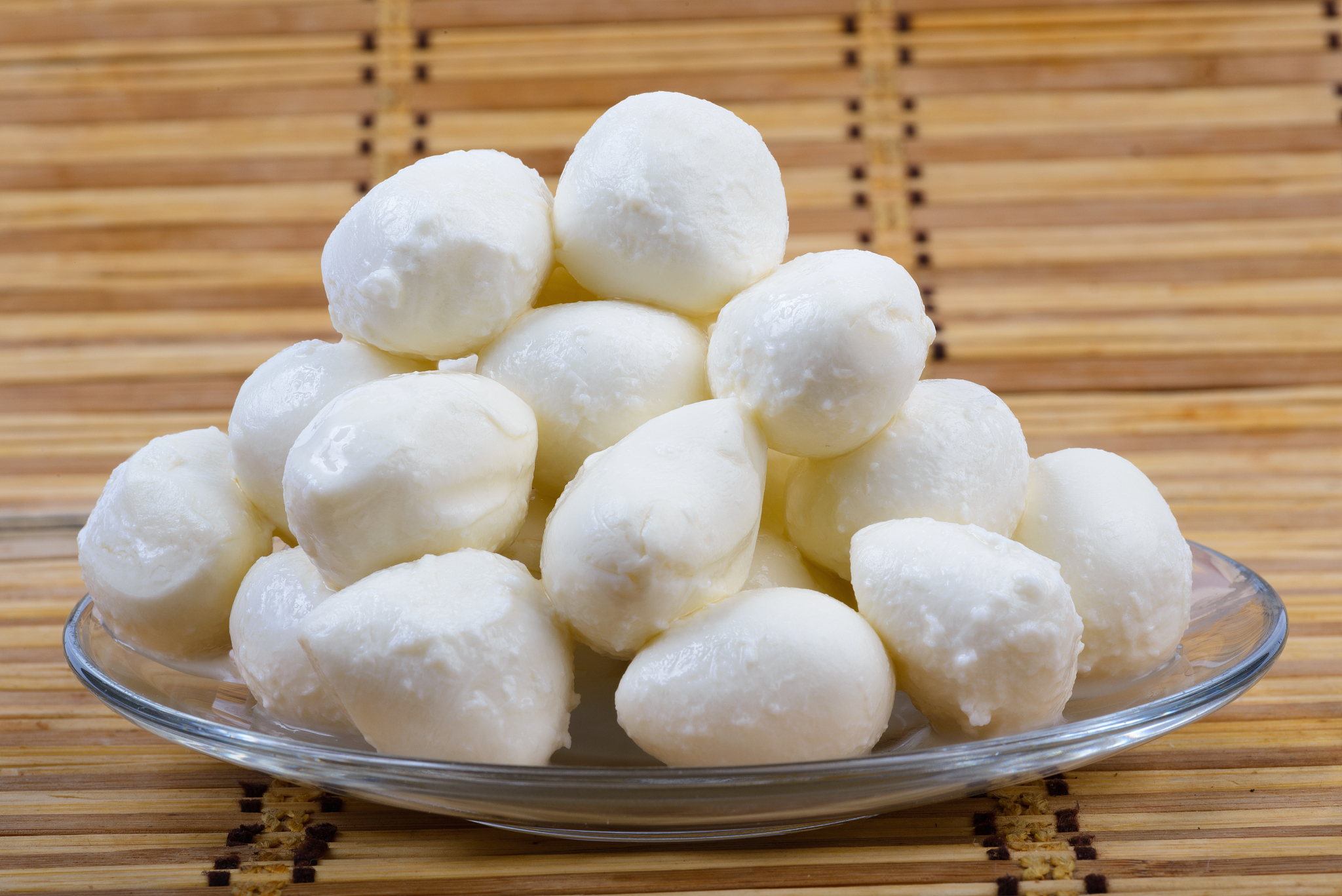 mozzarella cheese on a platter