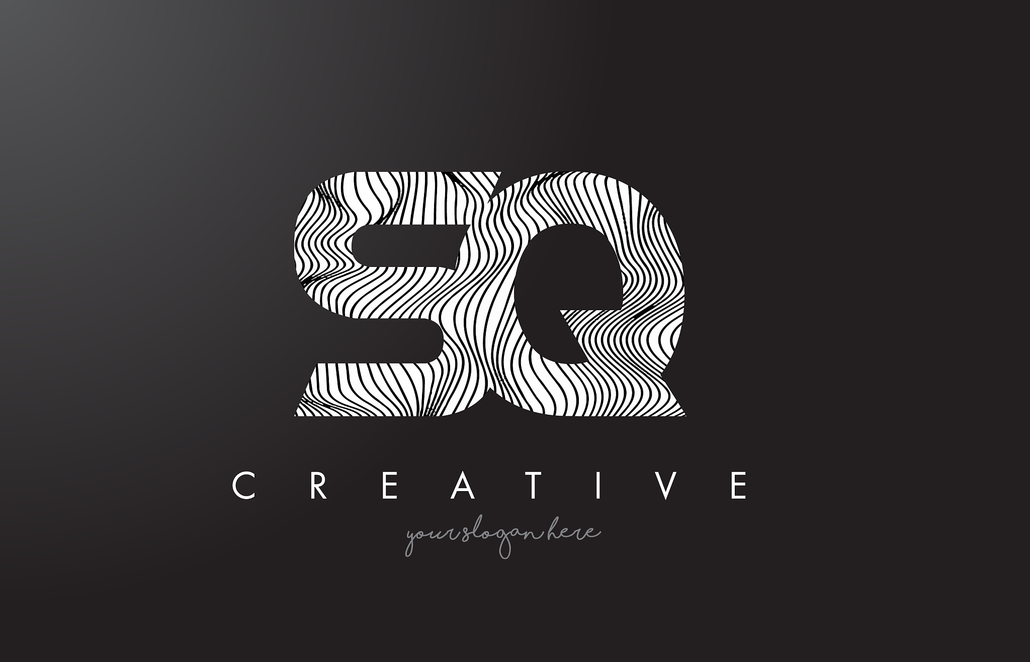 sq s q letter logo with zebra lines texture