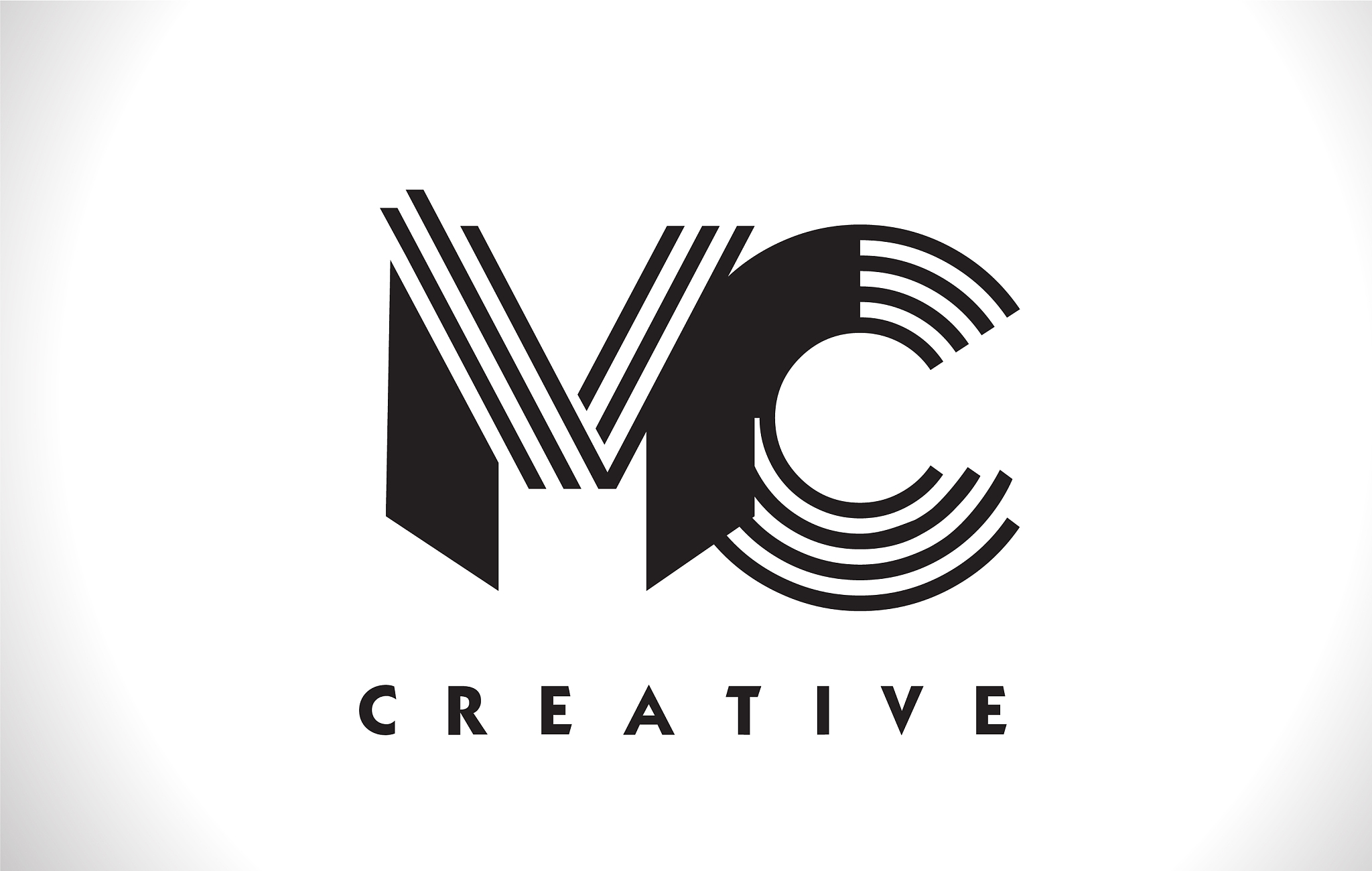 mc logo letter with black lines design line letter