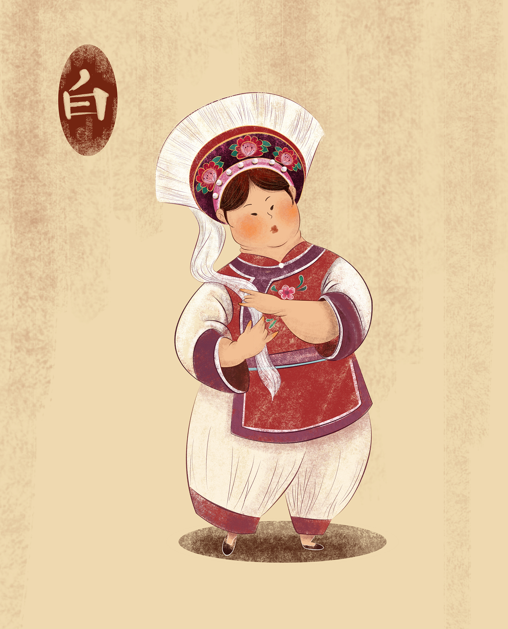 <strong>白族</strong>,肥胖,少女,少数民族,一个人,衣服,头饰,古典风格,女孩,姿态