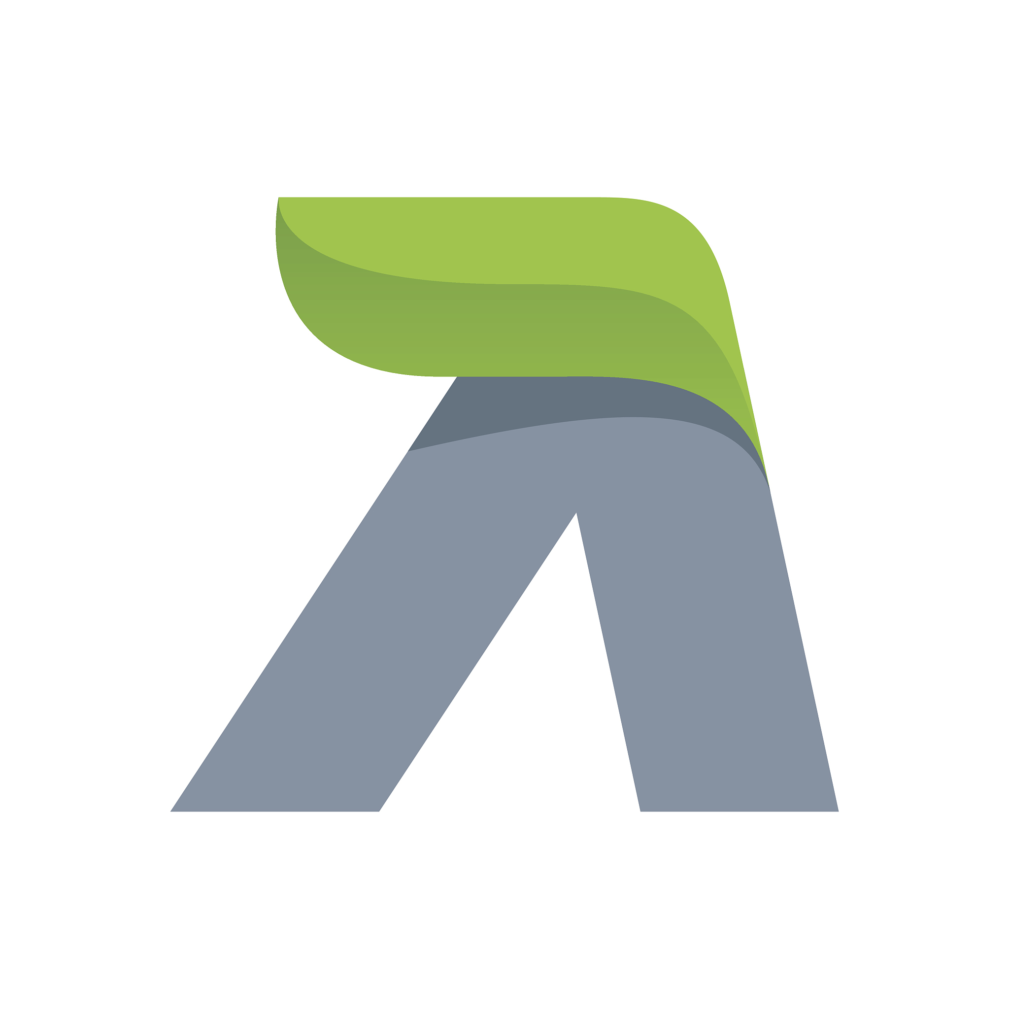 letter a icon with green leaf.