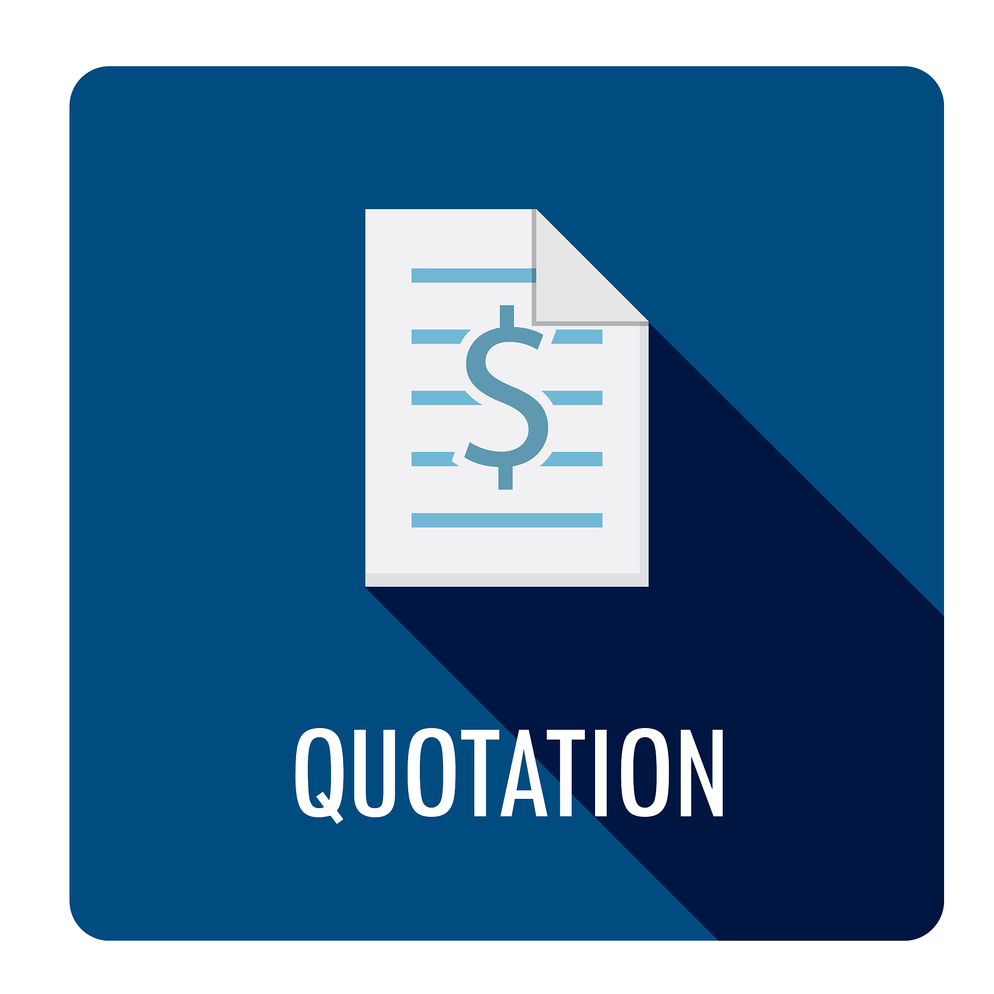 quotation dark blue square web button