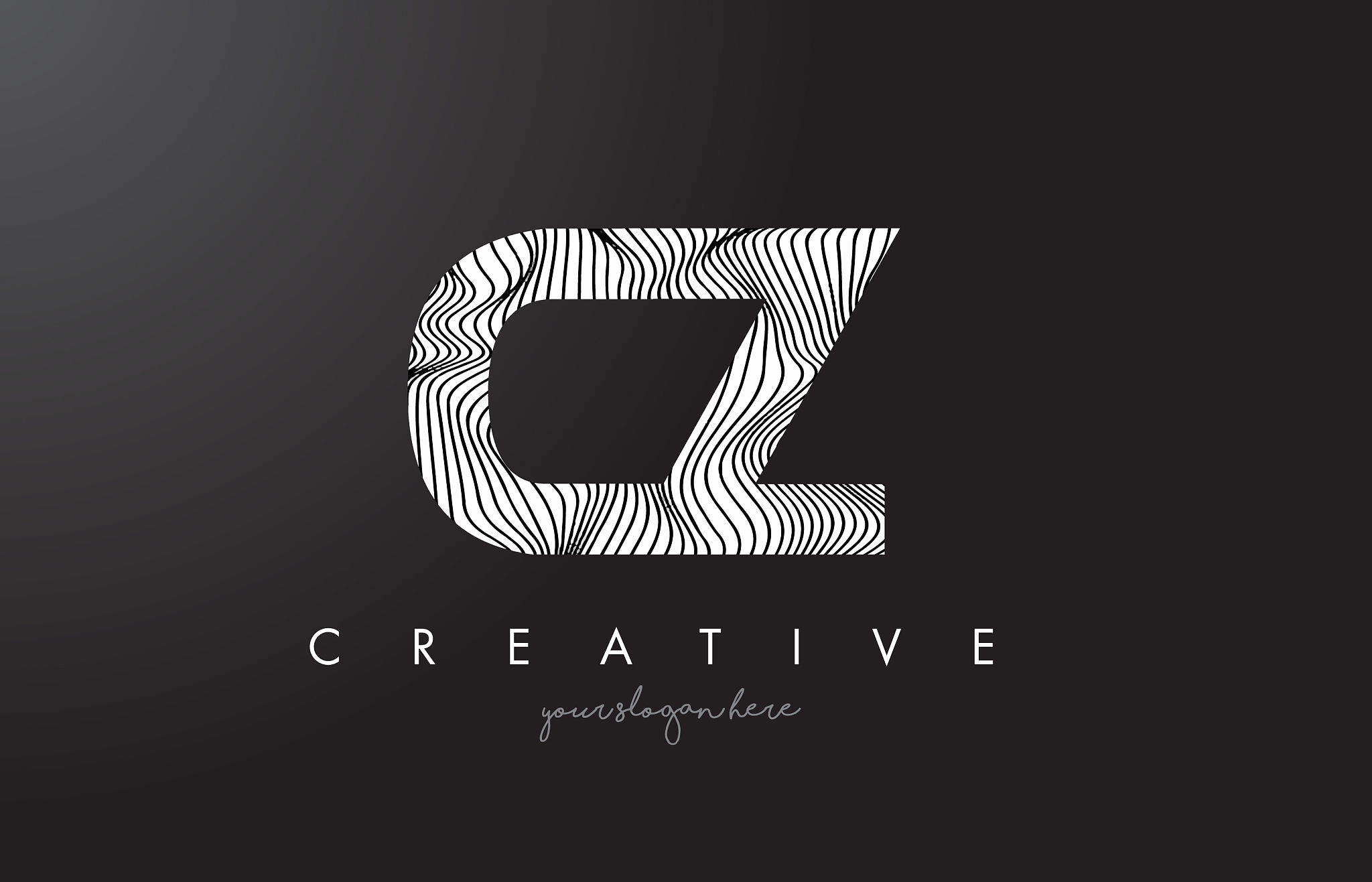 cz c z letter logo with zebra lines texture