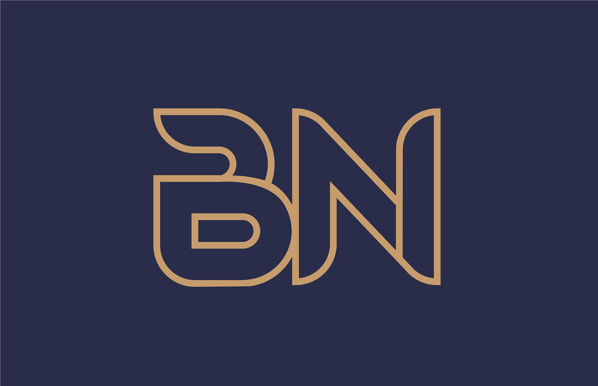 brown blue line alphabet letter bn b n logo