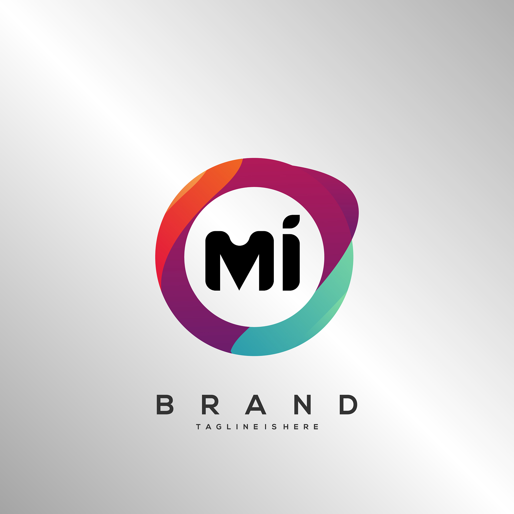 letter mi gradient color logo design