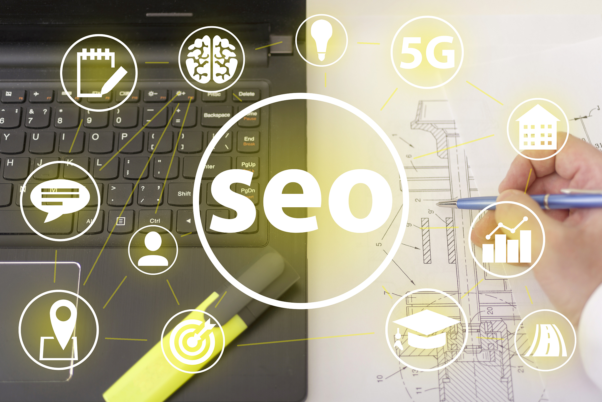 seo and icons, the concept of development of the system
