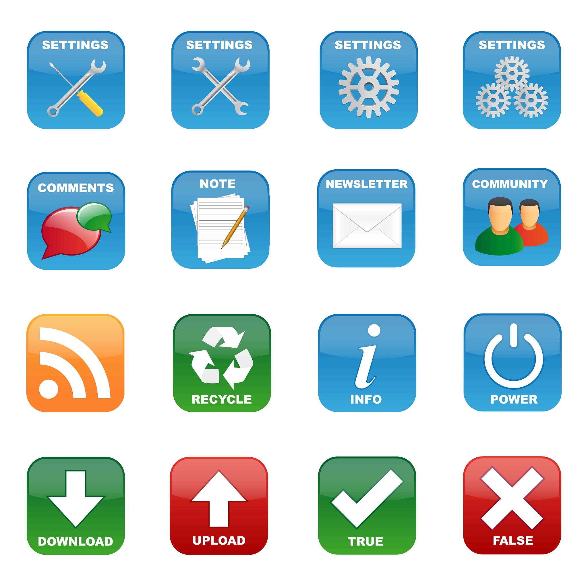 collection of glossy icons