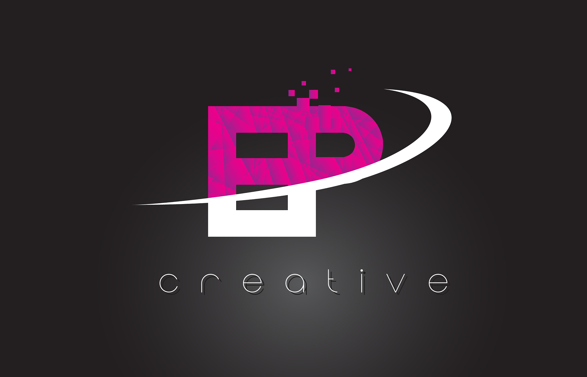 ep e p creative letters design with white pink