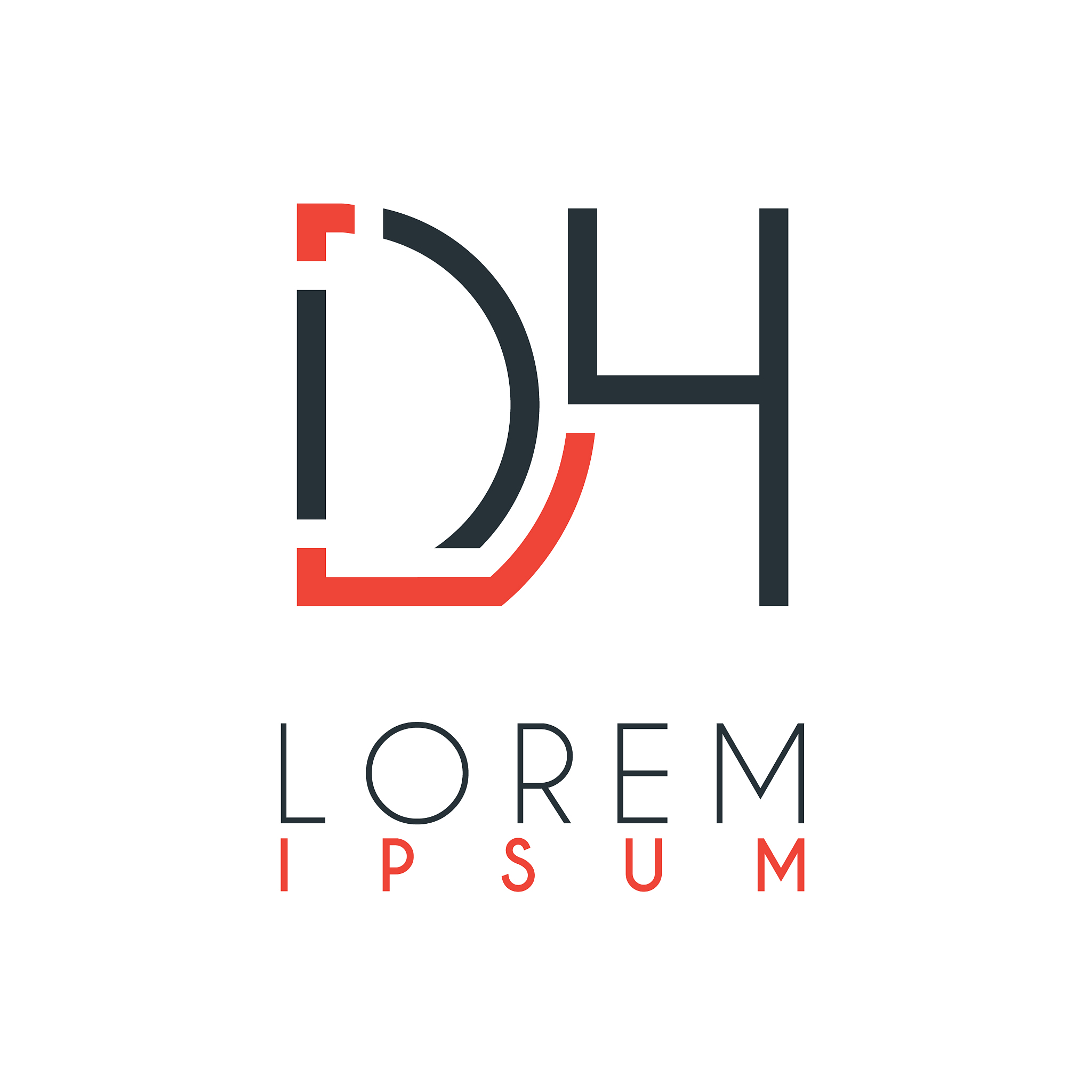 the logo between letter d and letter h or dh