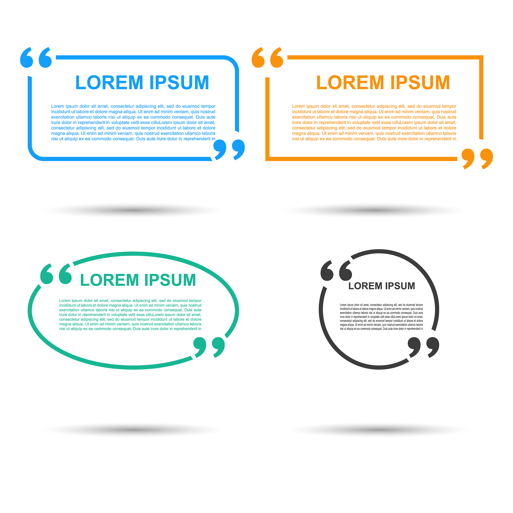 quotation speech banner quote set icon