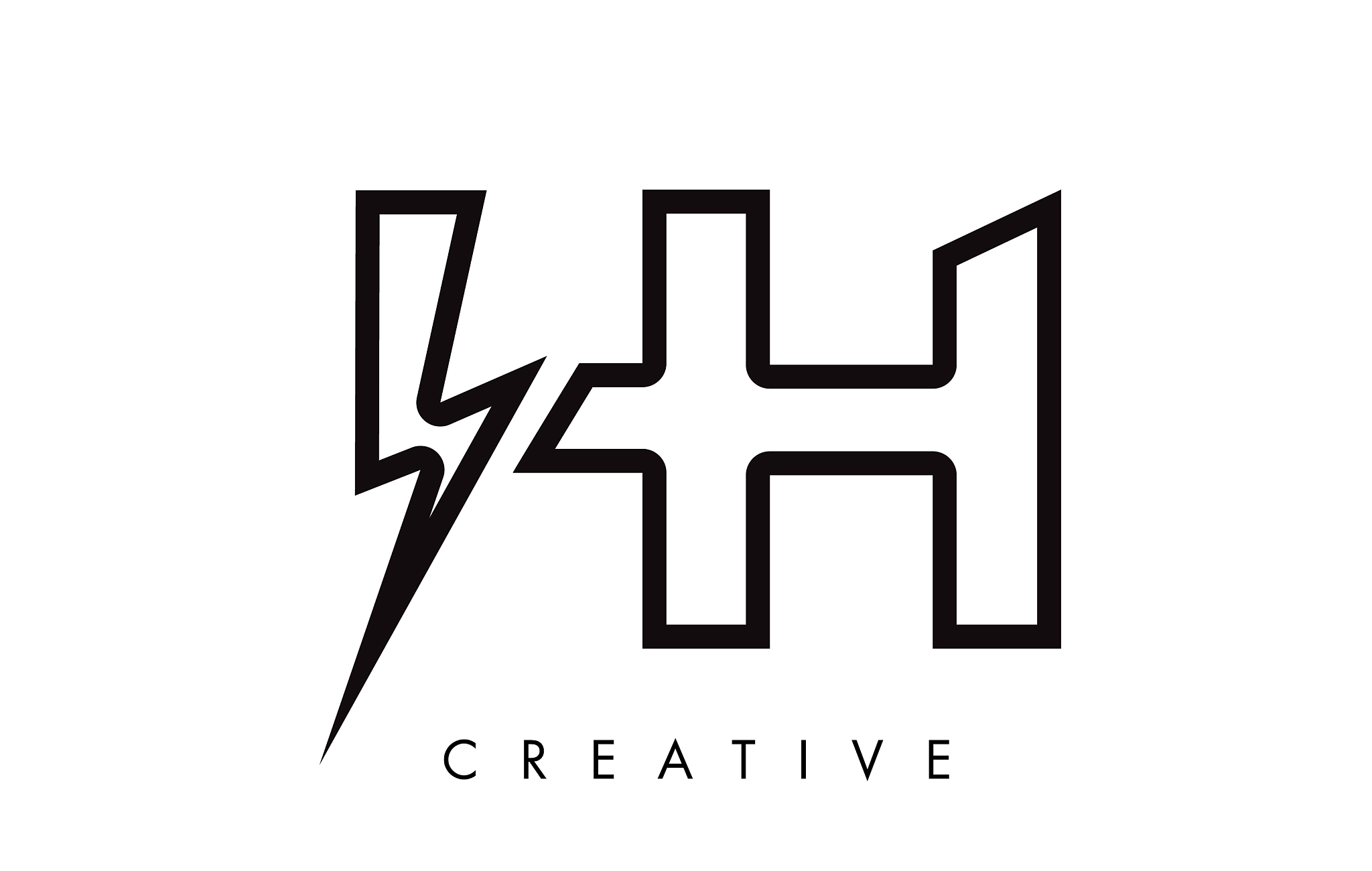 hh letter logo design with lighting thunder bolt